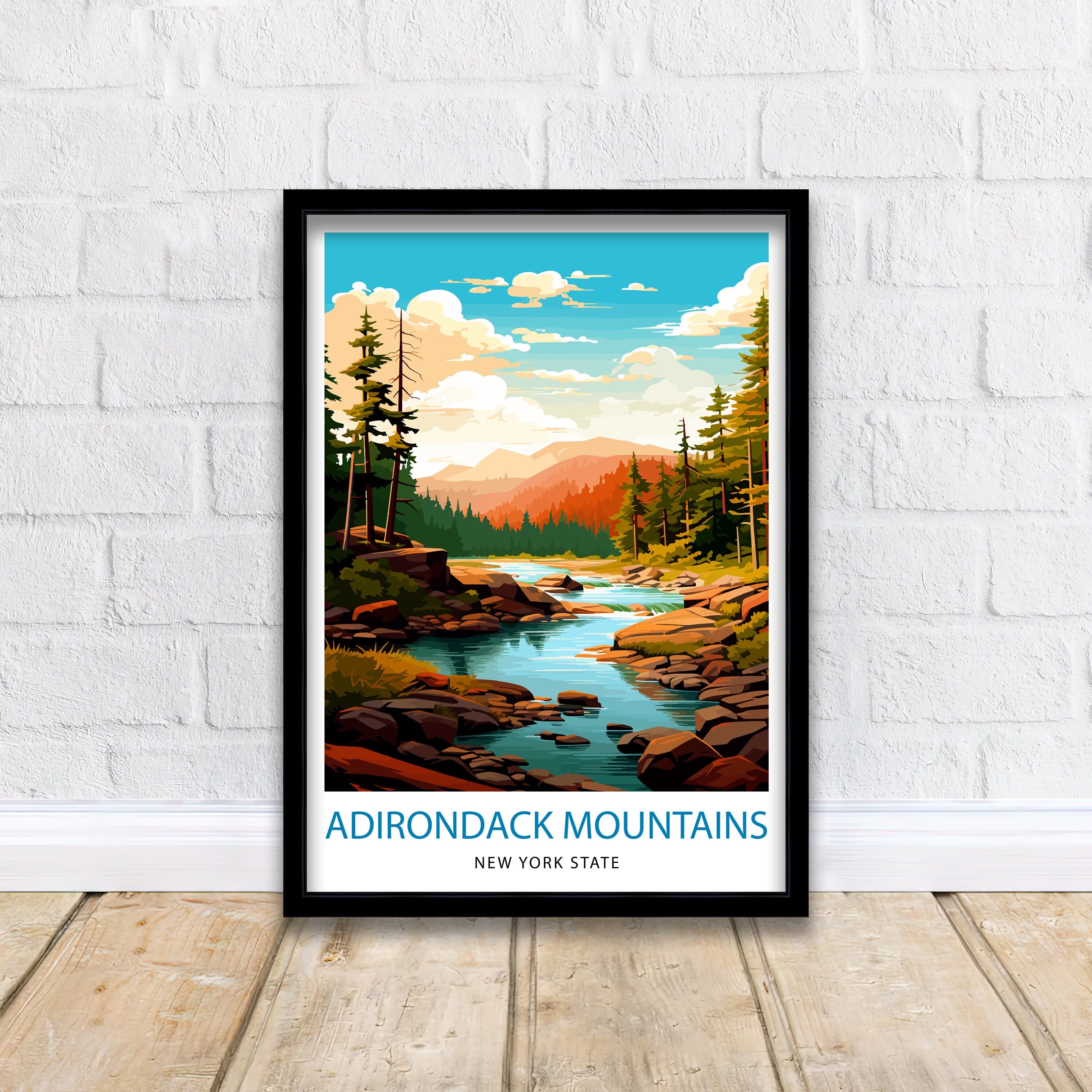 Adirondack Mountains Travel Print| Adirondack Wall Decor Adirondack Poster New York Travel Prints Adirondack Art Print Adirondack
