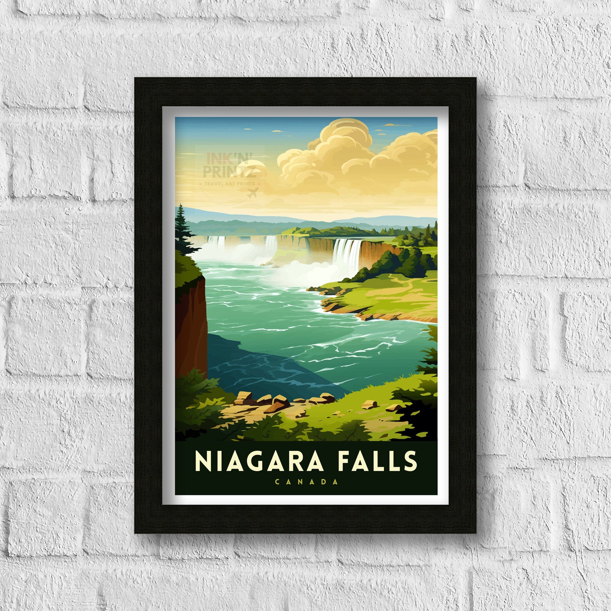 Niagara Falls Travel Print Waterfall Wall Decor Niagara Falls Poster Natural Wonder Travel Prints Niagara Falls Art Print Waterfall