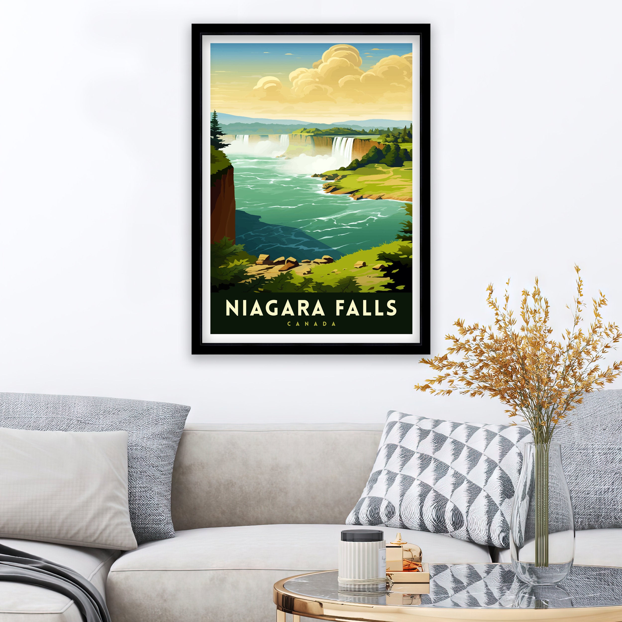 Niagara Falls Travel Print Waterfall Wall Decor Niagara Falls Poster Natural Wonder Travel Prints Niagara Falls Art Print Waterfall