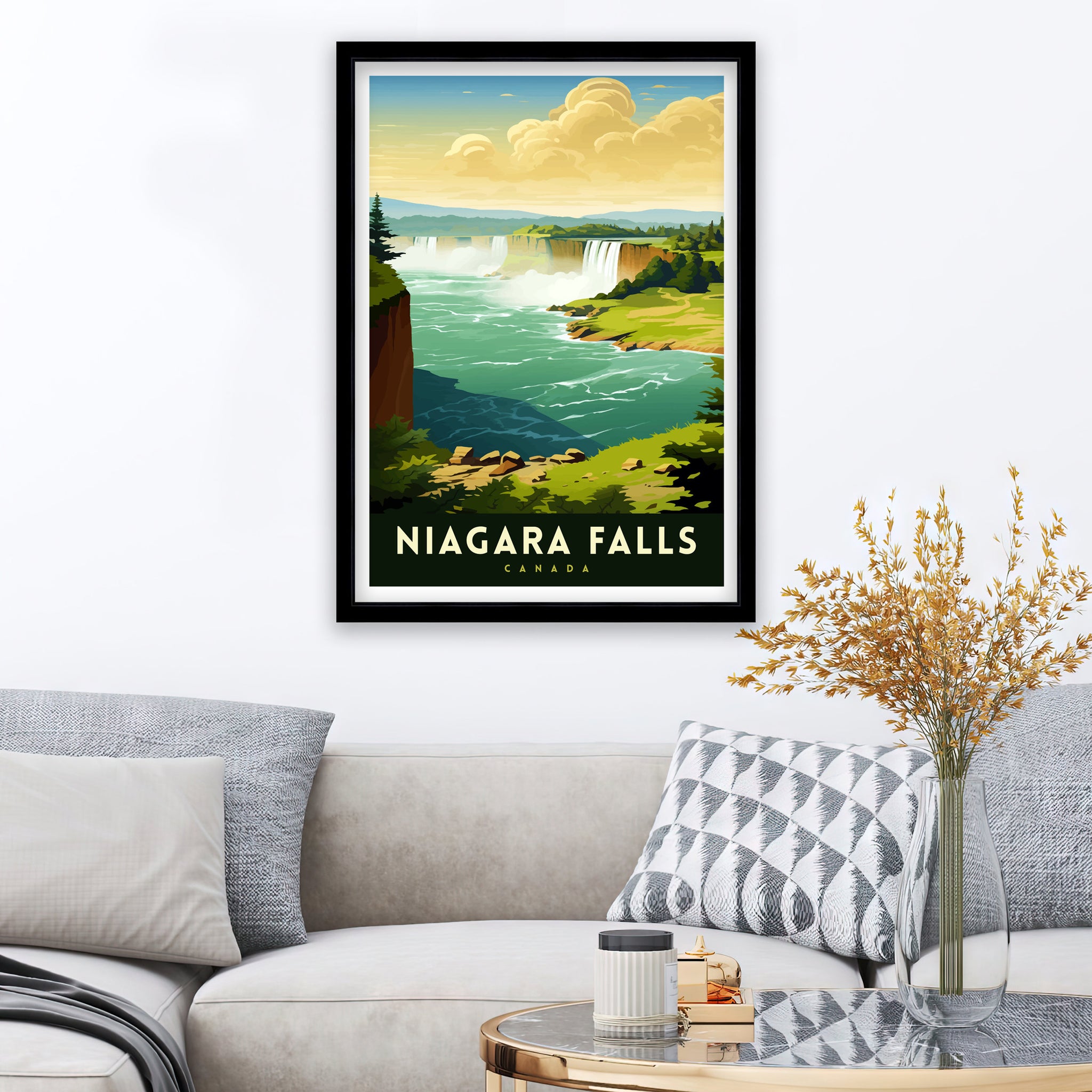 Niagara Falls Travel Print Waterfall Wall Decor Niagara Falls Poster Natural Wonder Travel Prints Niagara Falls Art Print Waterfall