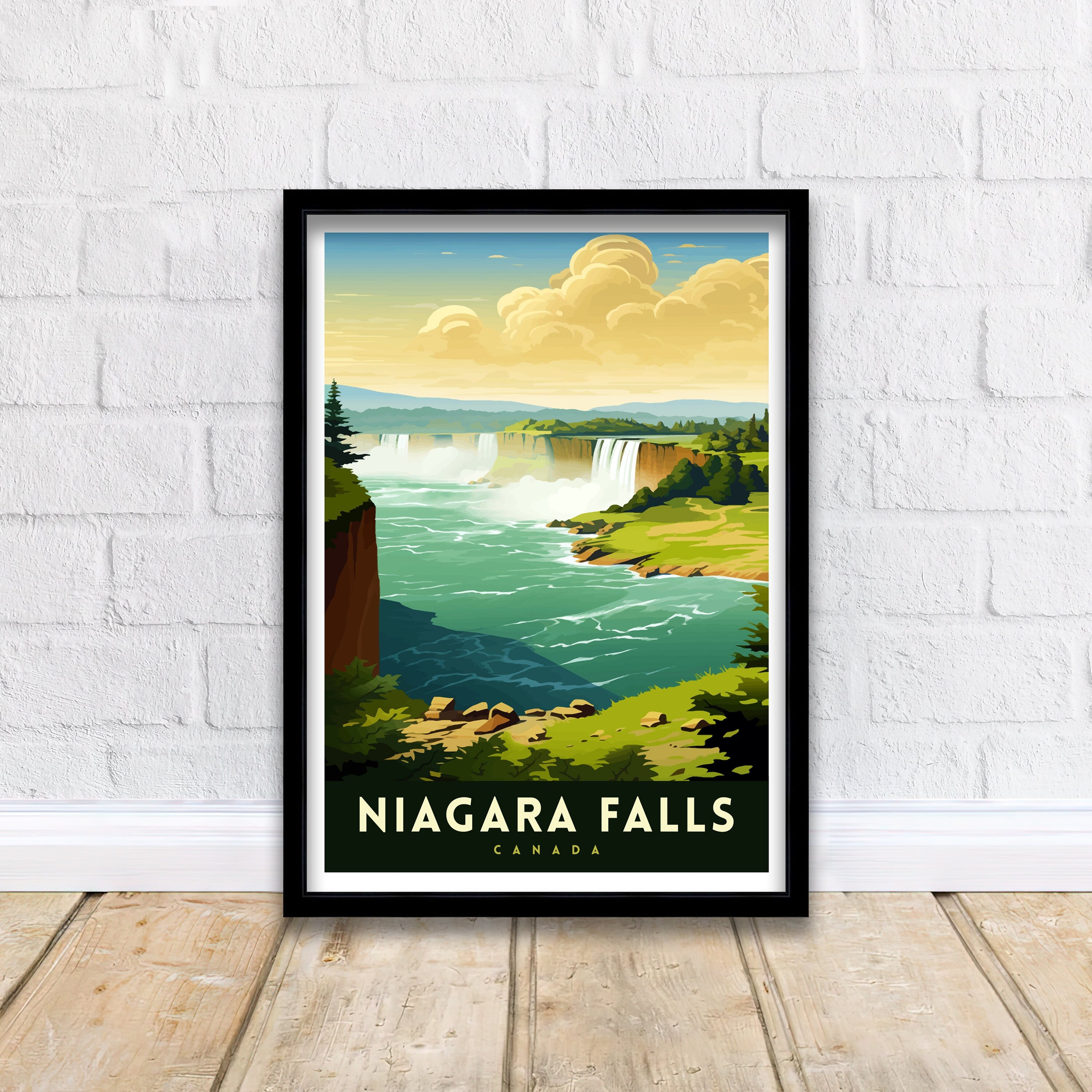 Niagara Falls Travel Print Waterfall Wall Decor Niagara Falls Poster Natural Wonder Travel Prints Niagara Falls Art Print Waterfall