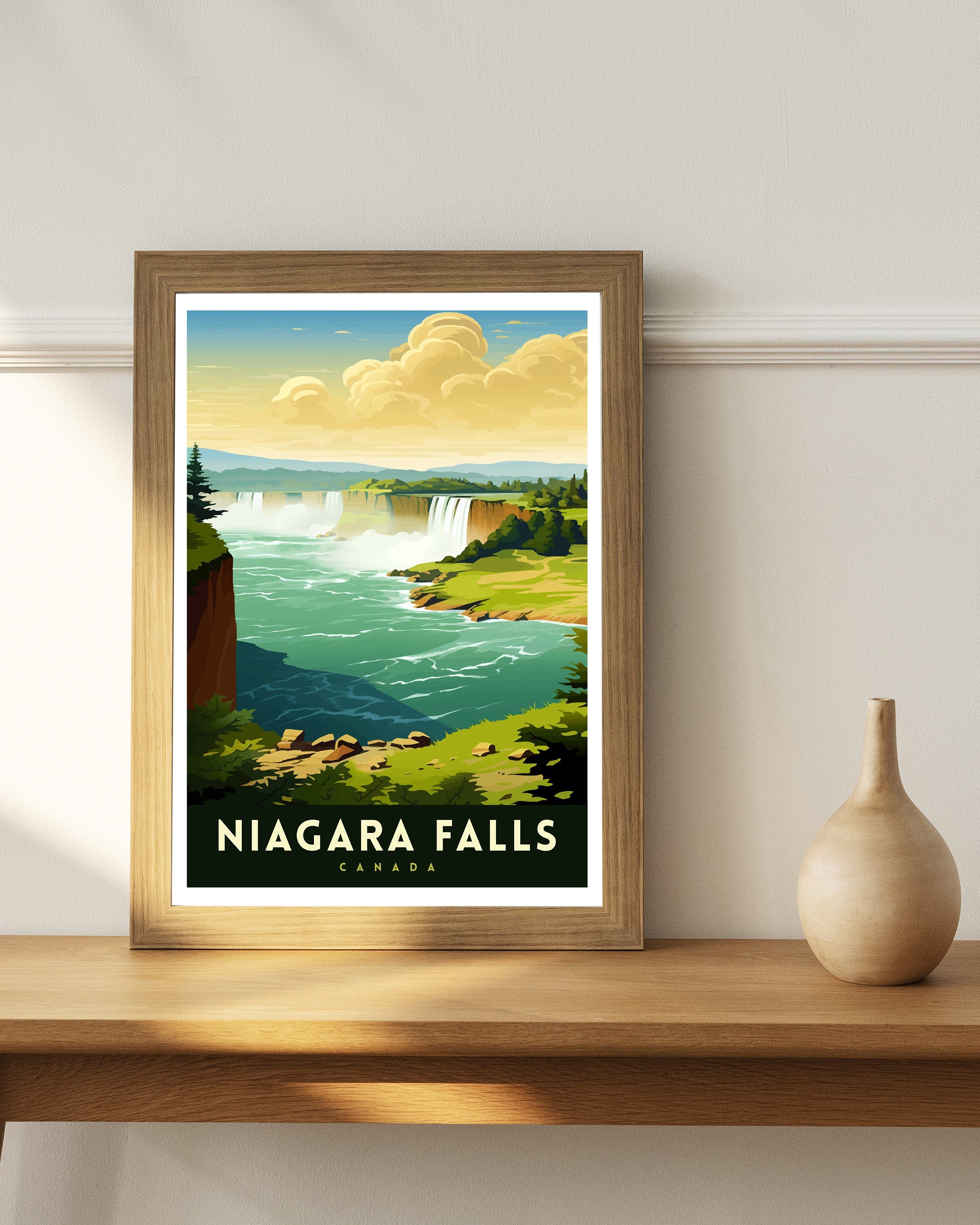 Niagara Falls Travel Print Waterfall Wall Decor Niagara Falls Poster Natural Wonder Travel Prints Niagara Falls Art Print Waterfall