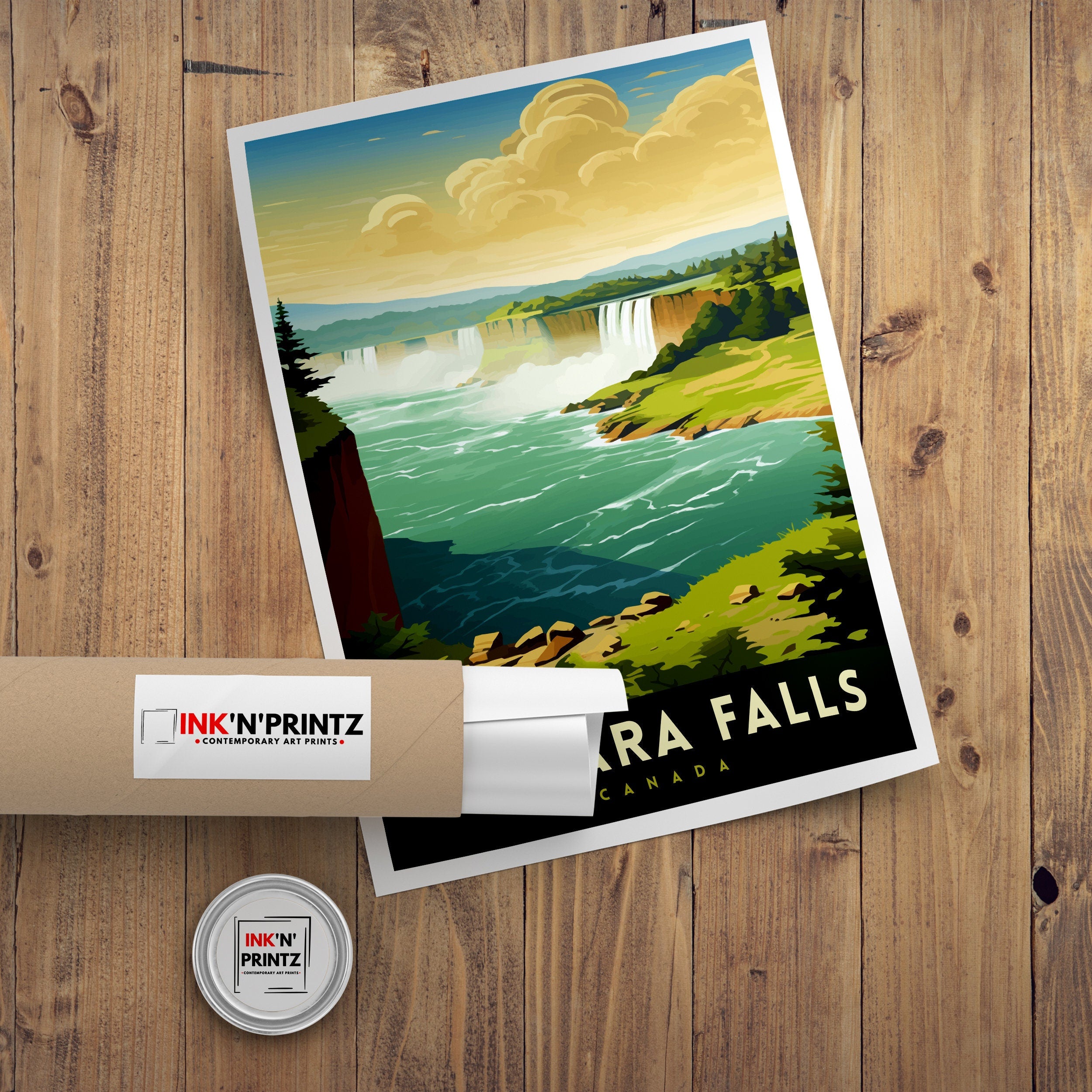 Niagara Falls Travel Print Waterfall Wall Decor Niagara Falls Poster Natural Wonder Travel Prints Niagara Falls Art Print Waterfall