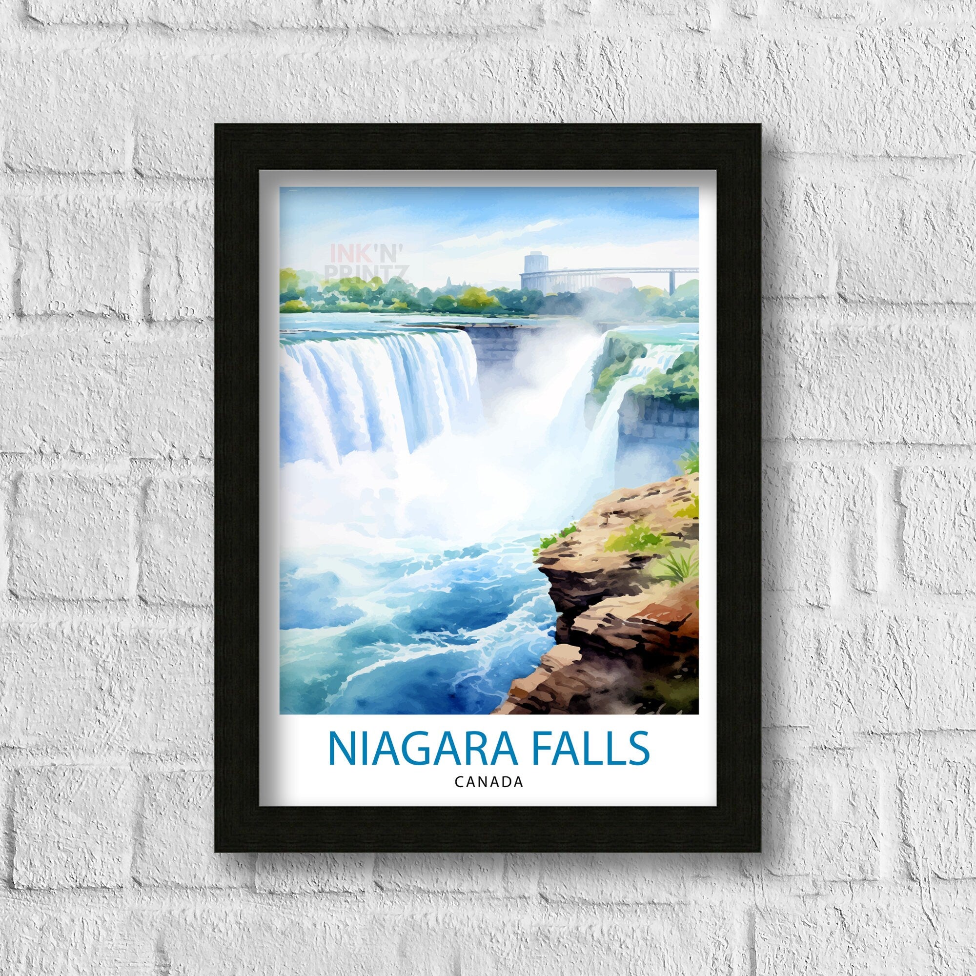 Niagara Falls Travel Print Waterfall Wall Decor Niagara Falls Poster Natural Wonder Travel Prints Niagara Falls Art Print Waterfall