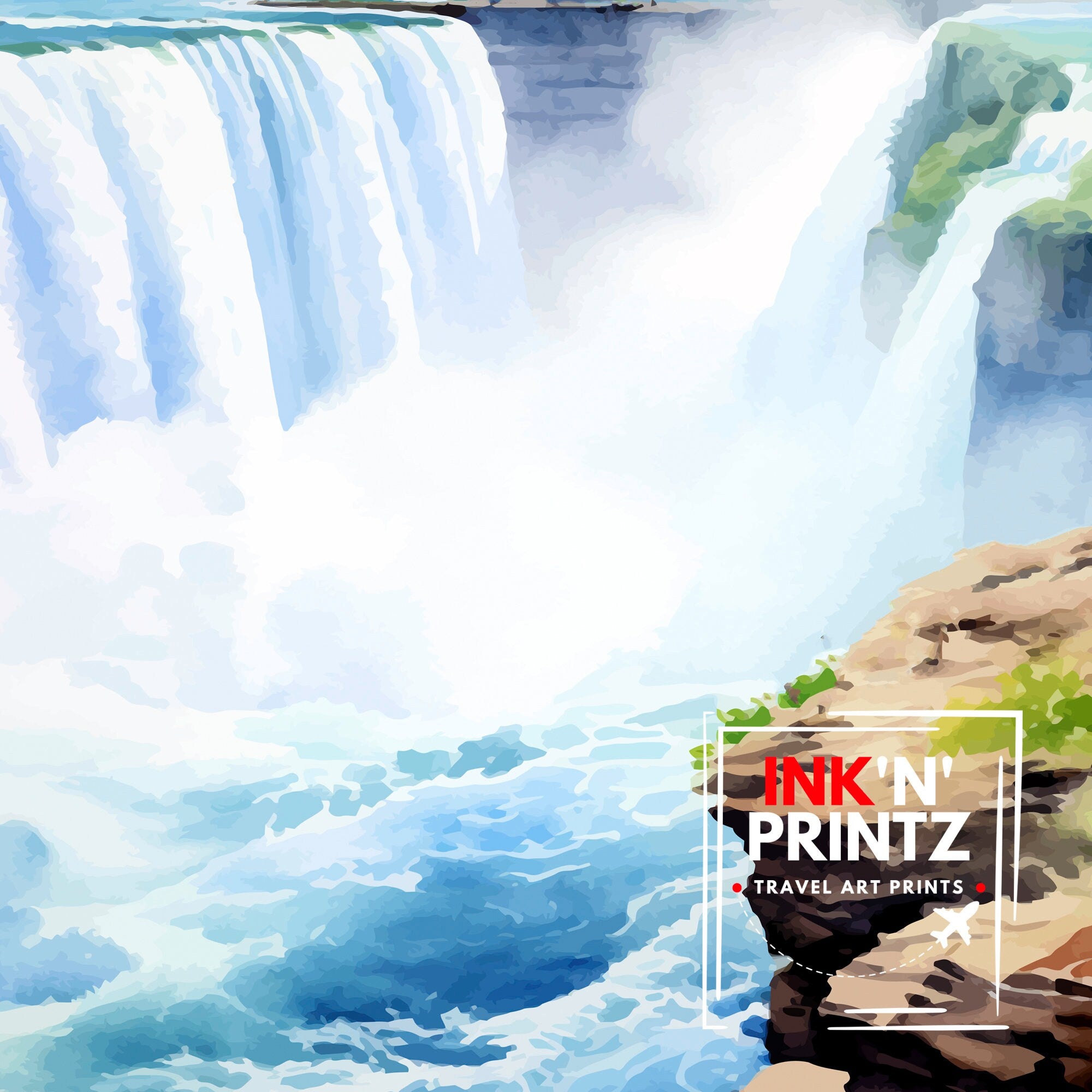 Niagara Falls Travel Print Waterfall Wall Decor Niagara Falls Poster Natural Wonder Travel Prints Niagara Falls Art Print Waterfall
