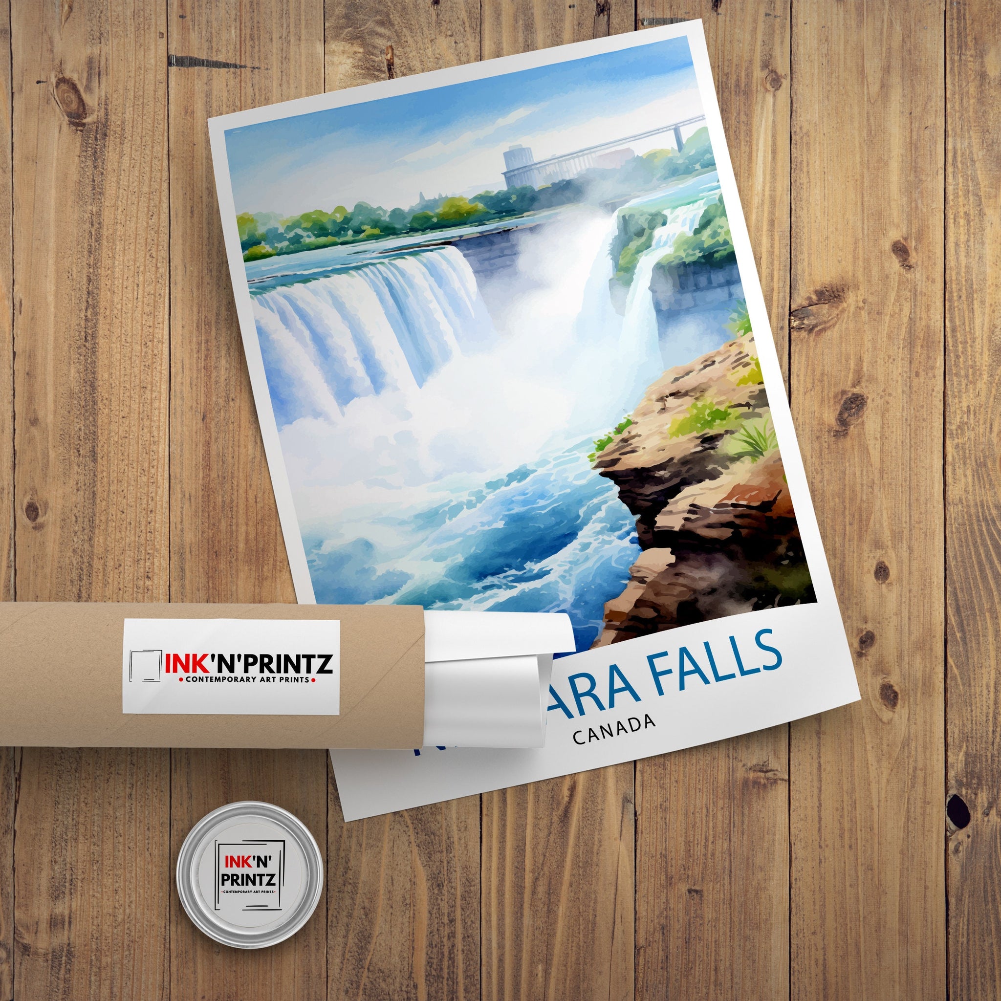 Niagara Falls Travel Print Waterfall Wall Decor Niagara Falls Poster Natural Wonder Travel Prints Niagara Falls Art Print Waterfall