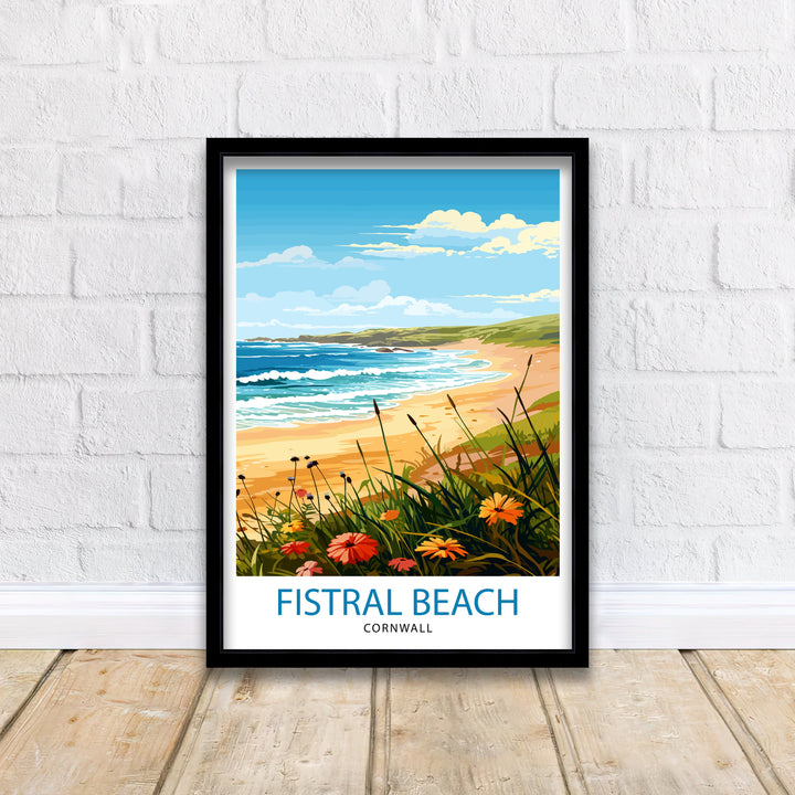 Fistral Beach Cornwall Travel Poster Cornwall