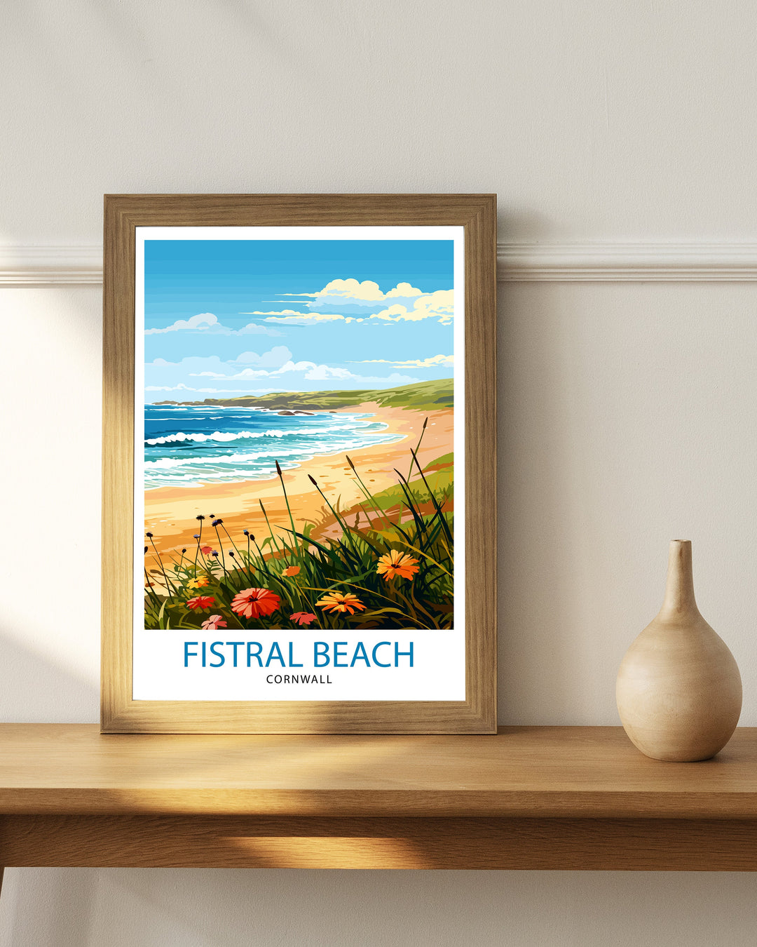 Fistral Beach Cornwall Travel Poster Cornwall