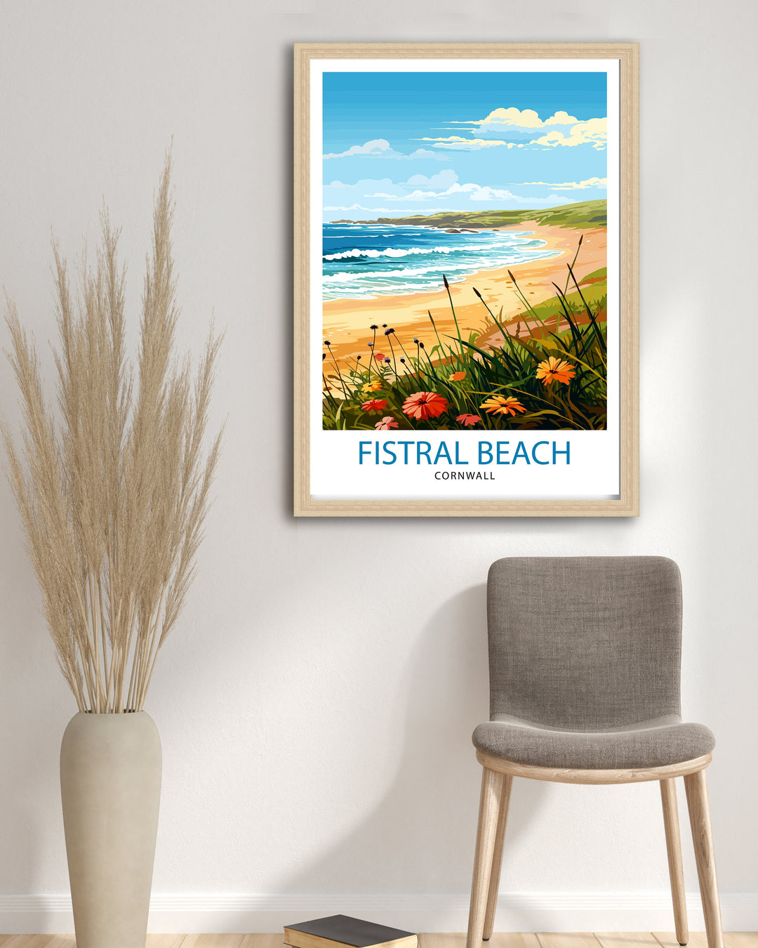 Fistral Beach Cornwall Travel Poster Cornwall