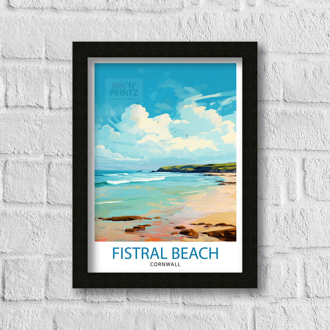 Fistral Beach Cornwall Travel Poster Cornwall