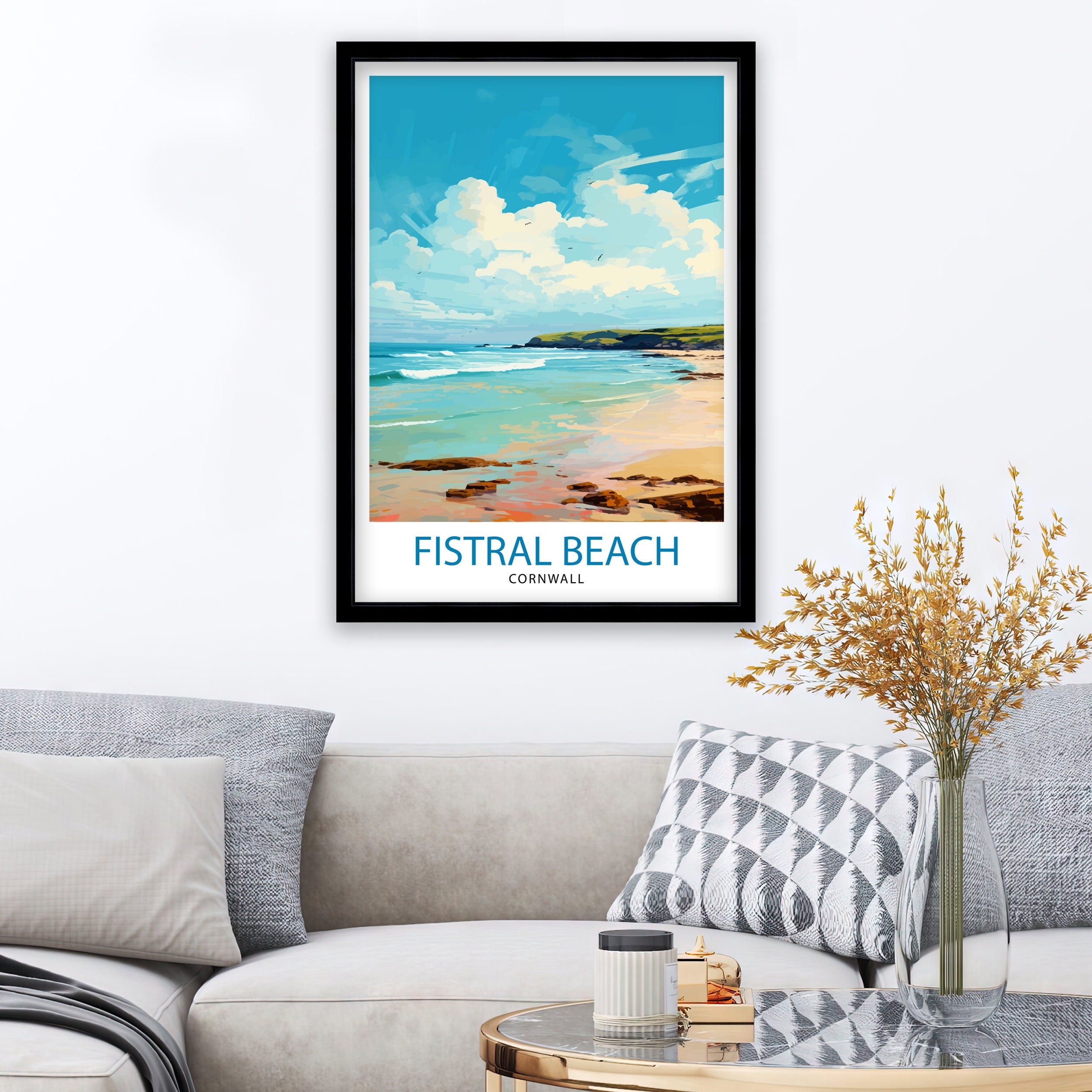 Fistral Beach Cornwall Travel Print Cornwall Wall Decor Fistral Beach Poster Beach Travel Prints Cornwall Art Print Fistral Beach