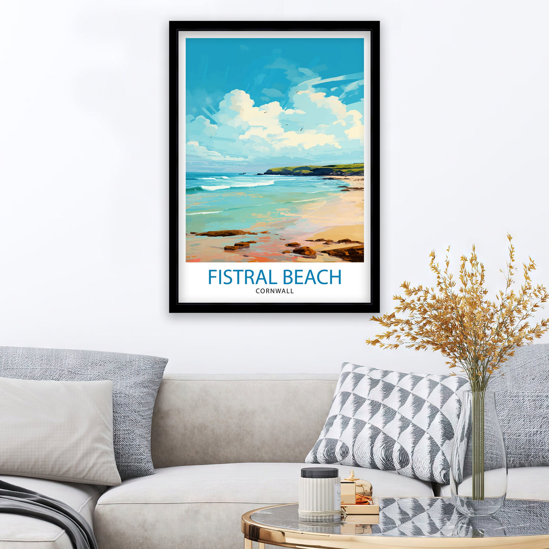 Fistral Beach Cornwall Travel Poster Cornwall