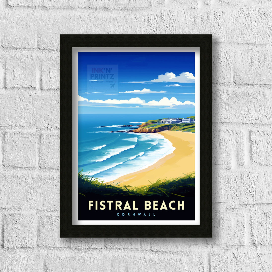 Fistral Beach Cornwall Travel Poster Cornwall