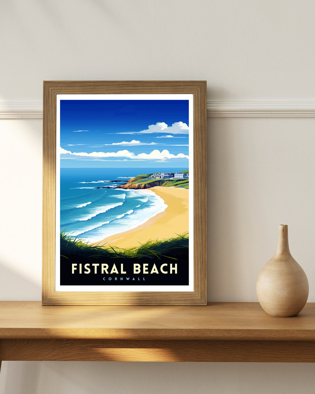 Fistral Beach Cornwall Travel Poster Cornwall