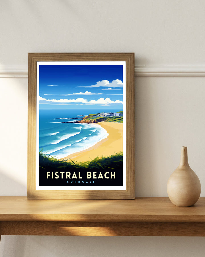 Fistral Beach Cornwall Travel Poster Cornwall