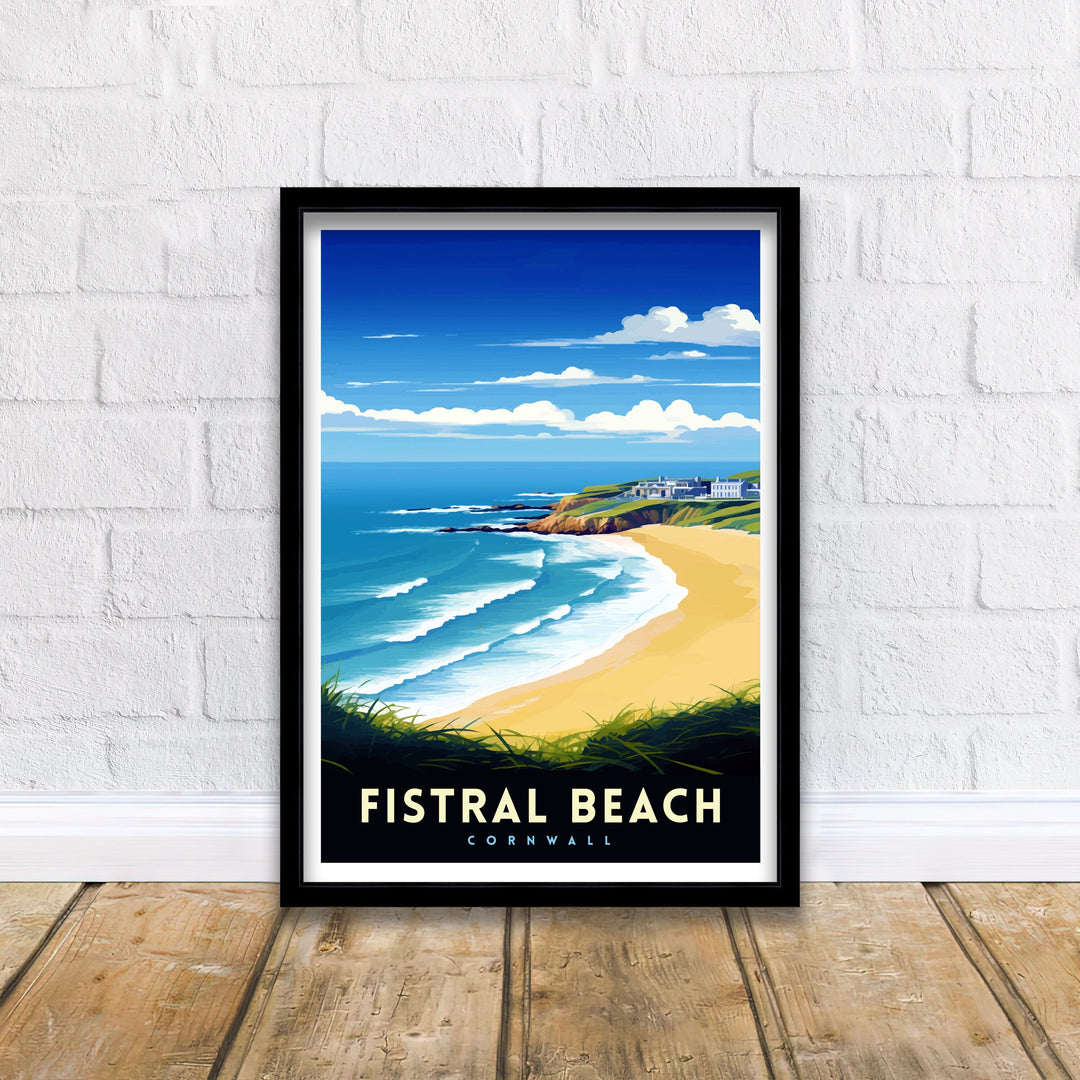 Fistral Beach Cornwall Travel Poster Cornwall