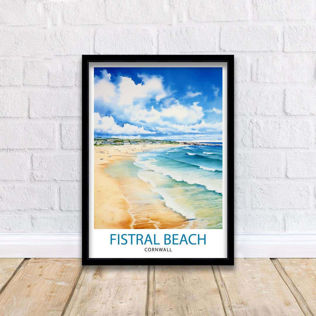 Fistral Beach Cornwall Travel Poster Cornwall