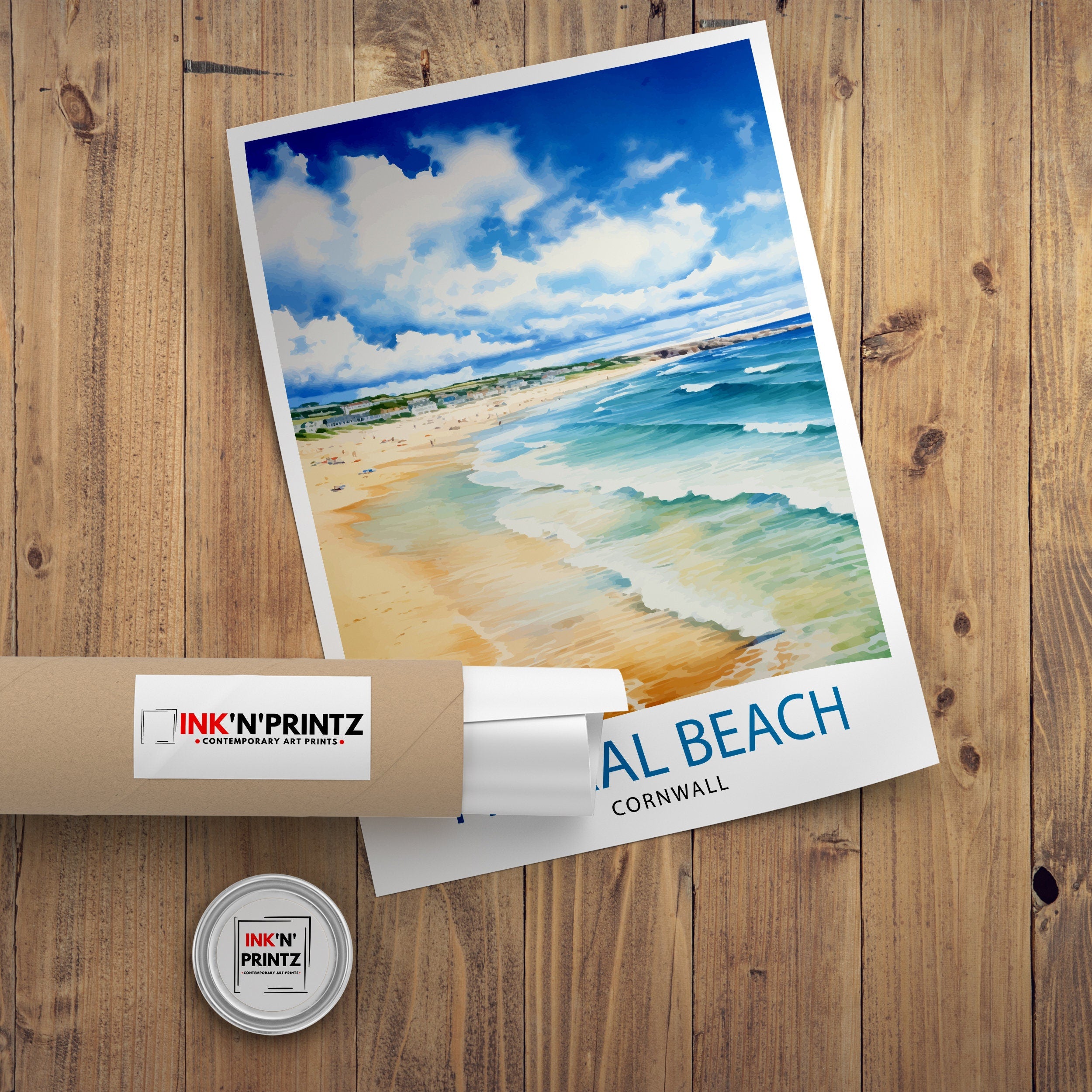 Fistral Beach Cornwall Travel Print Cornwall Wall Decor Fistral Beach Poster Beach Travel Prints Cornwall Art Print Fistral Beach
