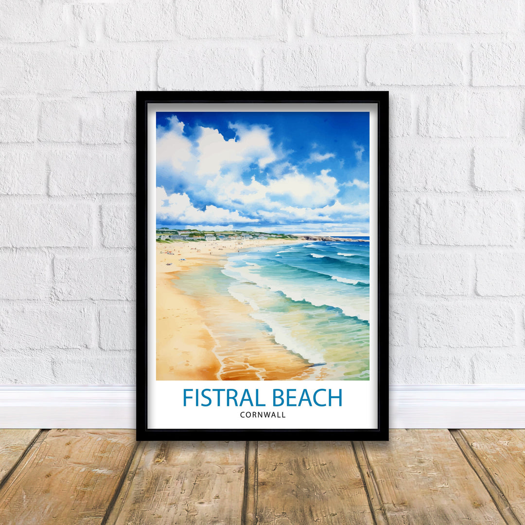 Fistral Beach Cornwall Travel Poster Cornwall