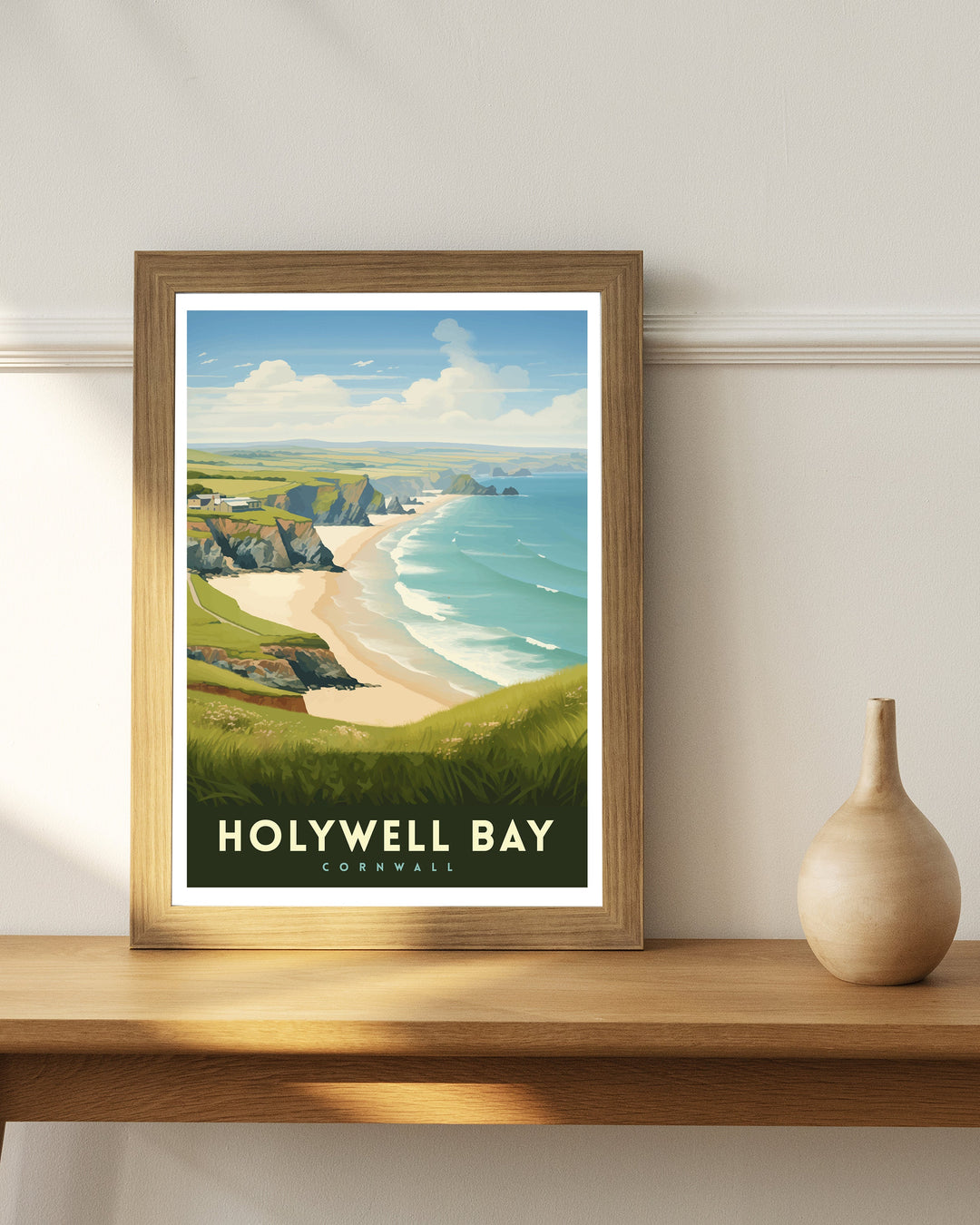 Holywell Bay Cornwall Travel Poster Cornwall