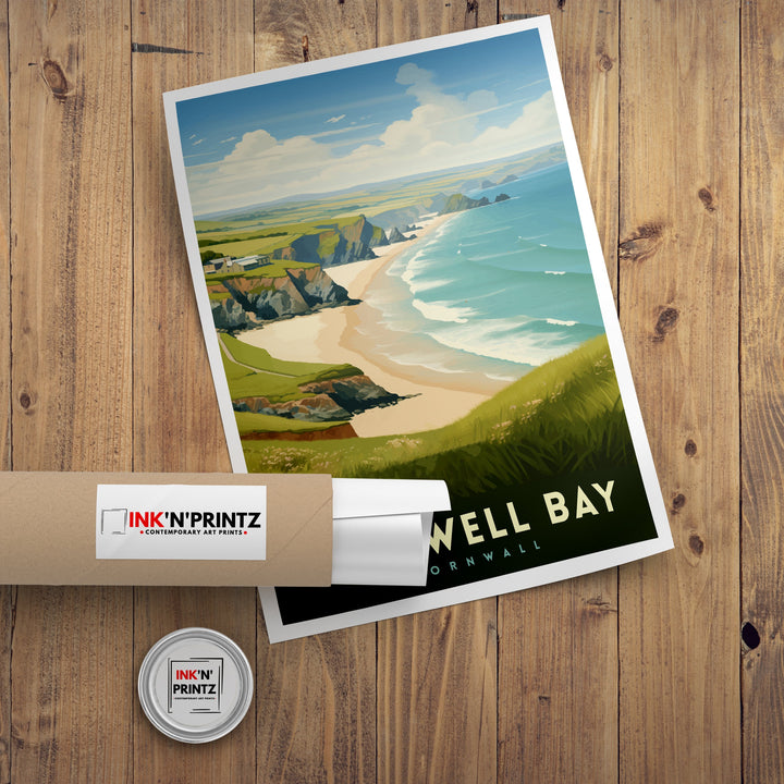 Holywell Bay Cornwall Travel Poster Cornwall