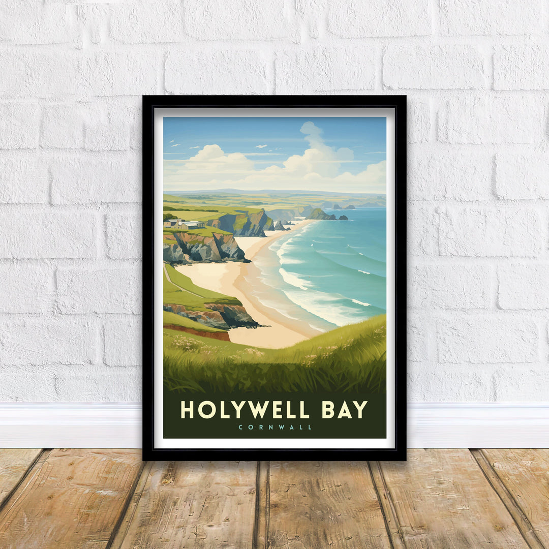 Holywell Bay Cornwall Travel Poster Cornwall