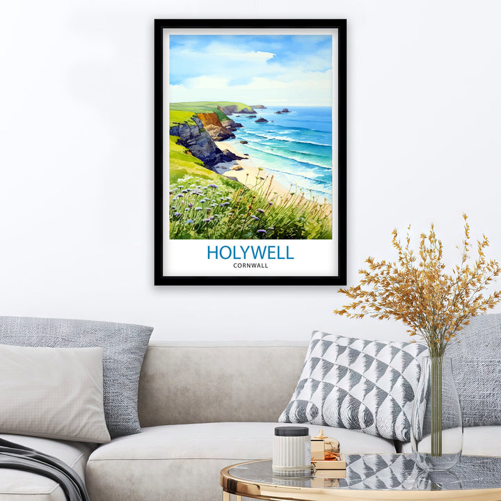 Holywell Bay Cornwall Travel Poster Cornwall