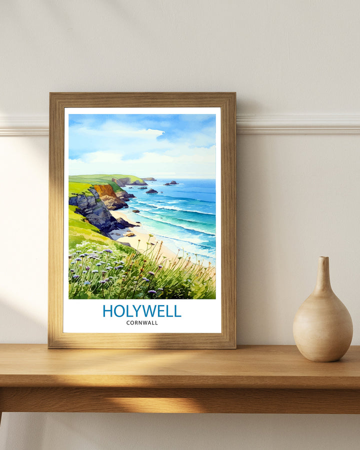 Holywell Bay Cornwall Travel Poster Cornwall