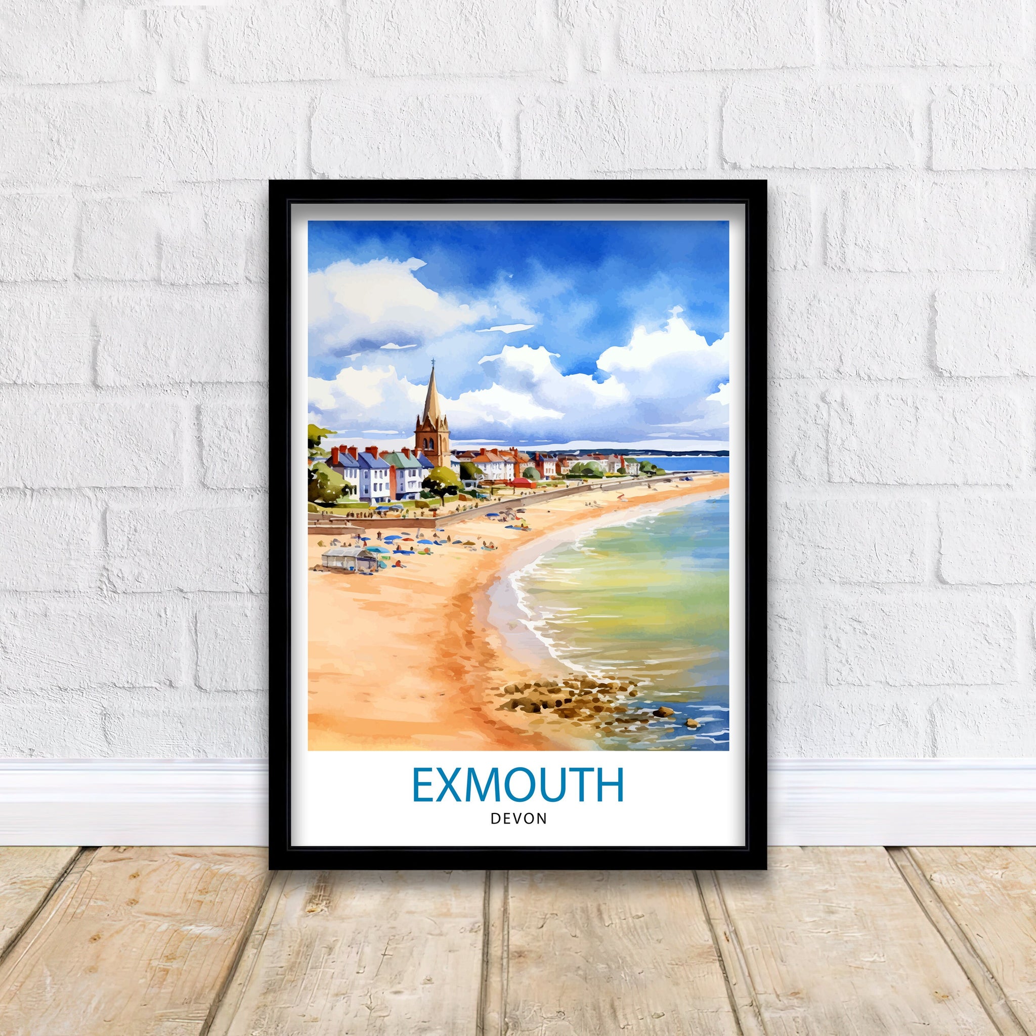 Exmouth Devon Travel Print Exmouth Wall Decor Devon Home Living Decor Exmouth Illustration Travel Poster Gift For Exmouth, Devon Home Decor