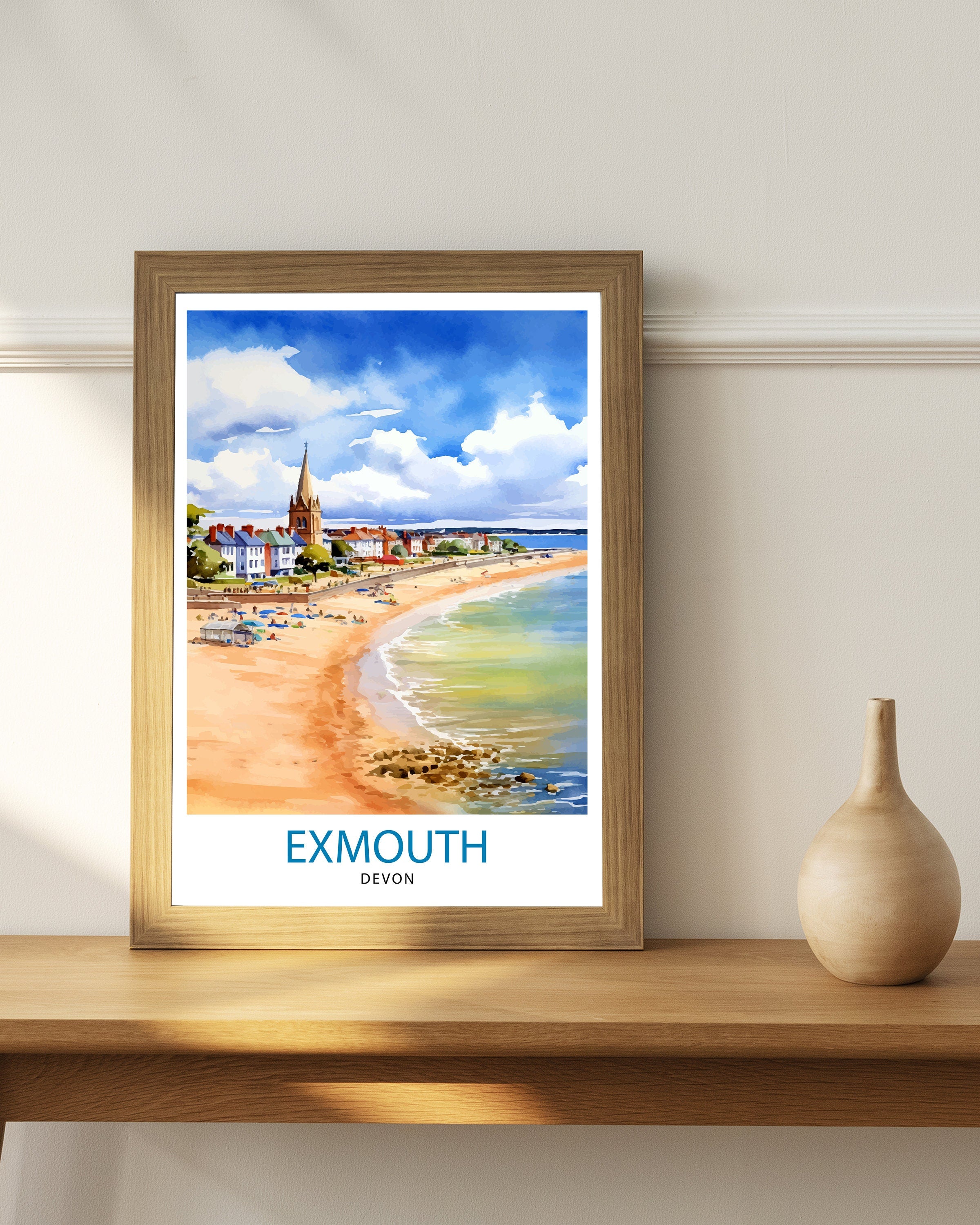 Exmouth Devon Travel Print Exmouth Wall Decor Devon Home Living Decor Exmouth Illustration Travel Poster Gift For Exmouth, Devon Home Decor