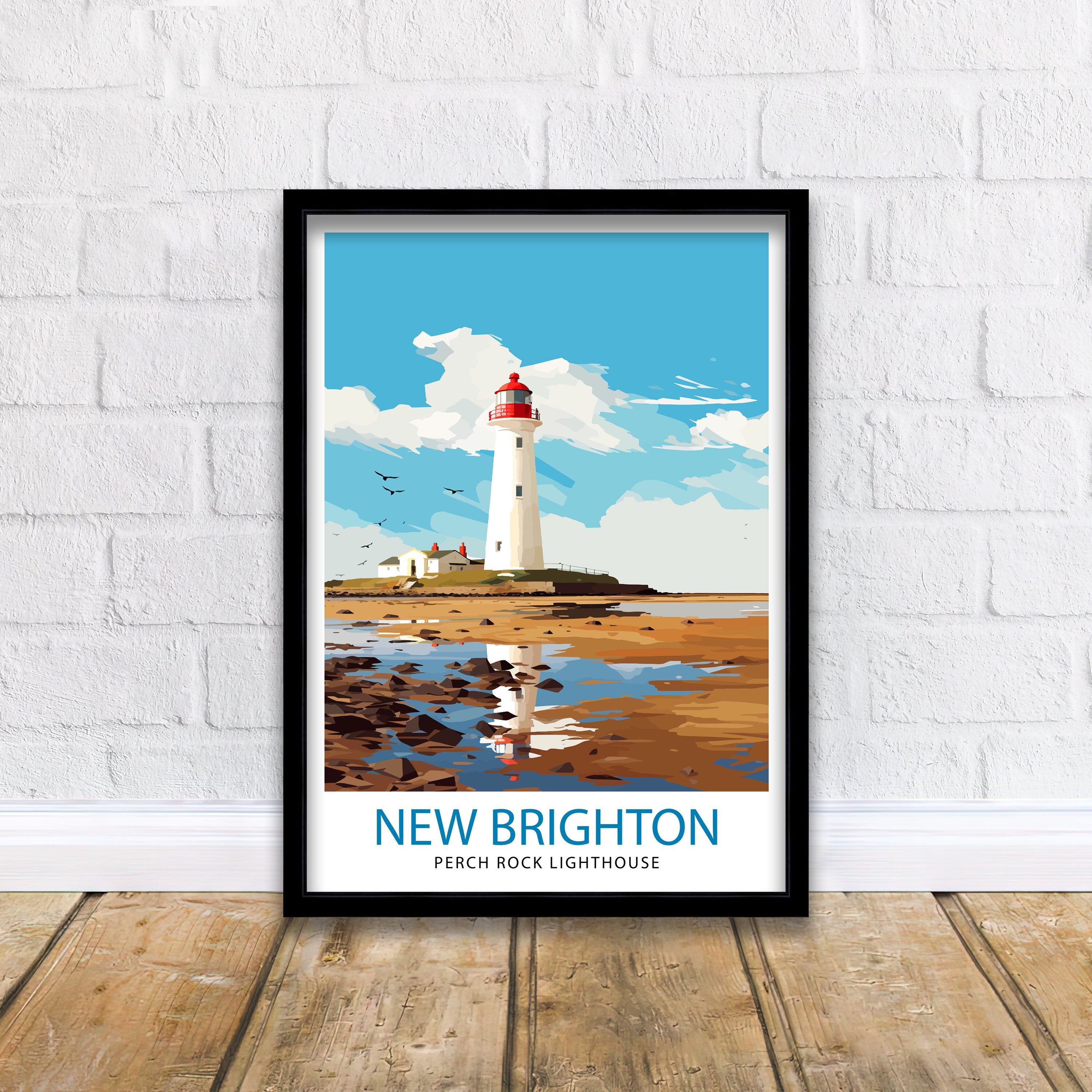 Perch Rock Lighthouse Print New Brighton Nautical Wall Decor Lighthouse Poster Maritime Art Print Coastal Home Decor Gift for Lighthouse