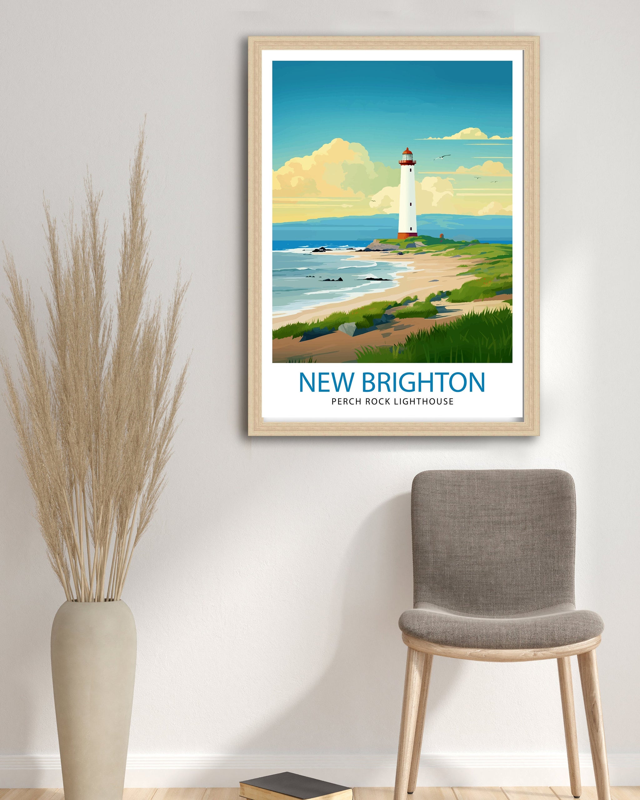 Perch Rock Lighthouse Print New Brighton Nautical Wall Decor Lighthouse Poster Maritime Art Print Coastal Home Decor Gift for Lighthouse