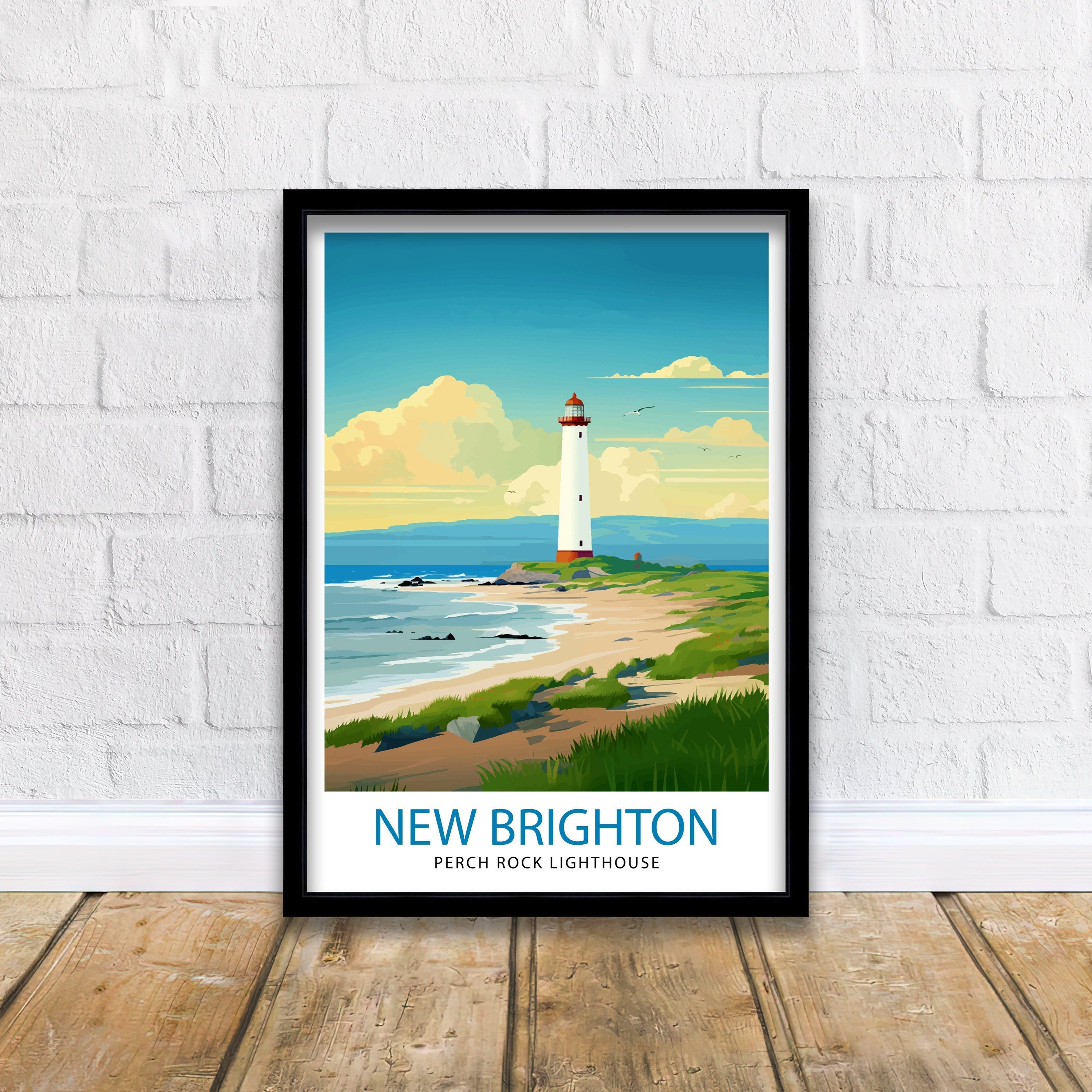Perch Rock Lighthouse Print New Brighton Nautical Wall Decor Lighthouse Poster Maritime Art Print Coastal Home Decor Gift for Lighthouse