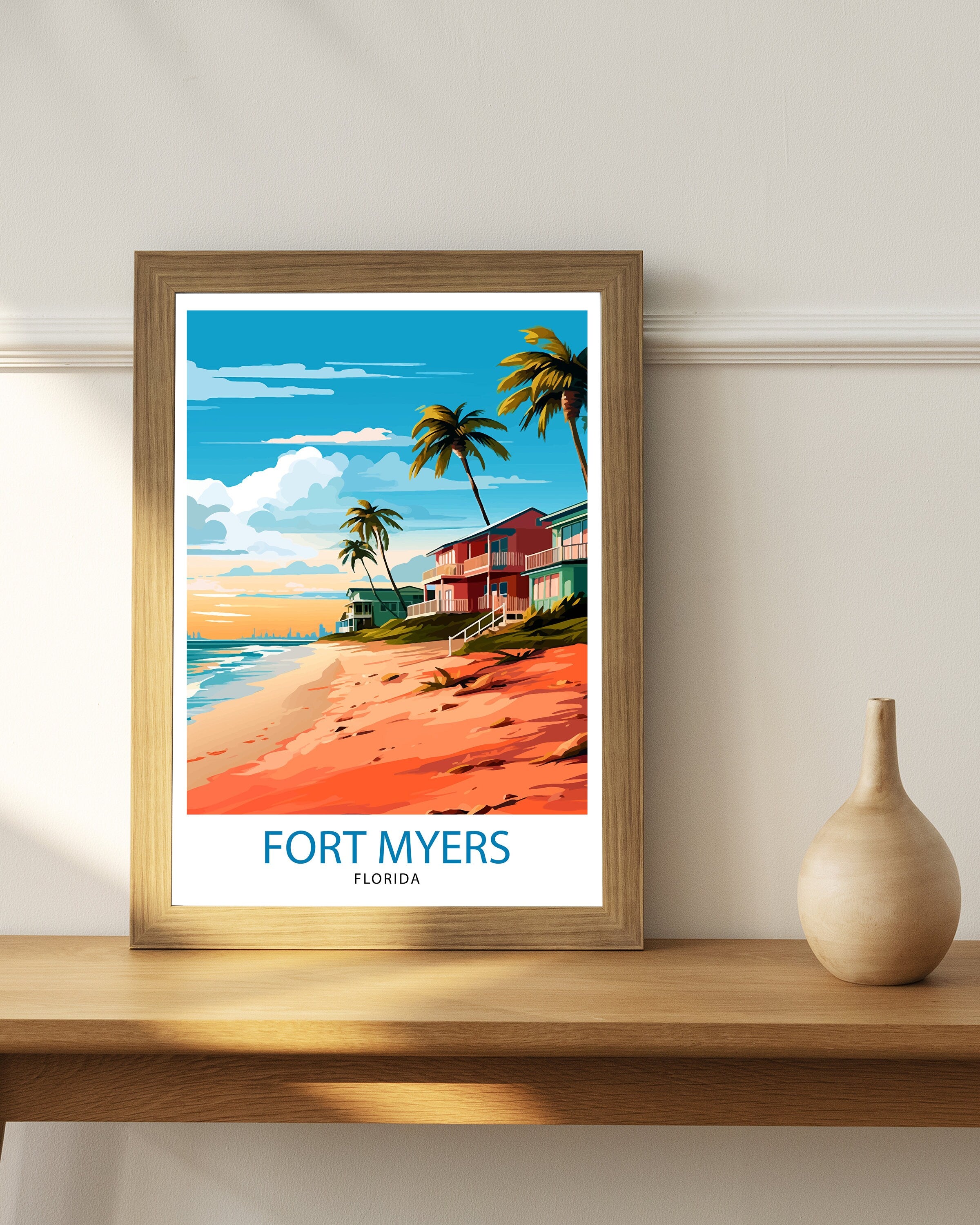 Fort Myers Beach Florida Travel Poster Florida