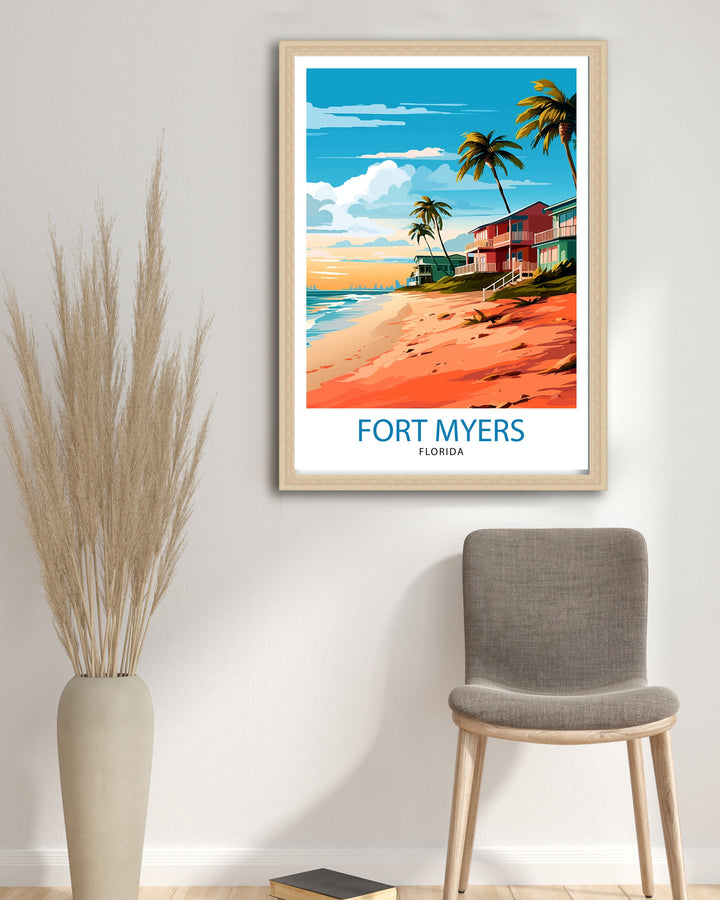 Fort Myers Beach Florida Travel Poster Florida