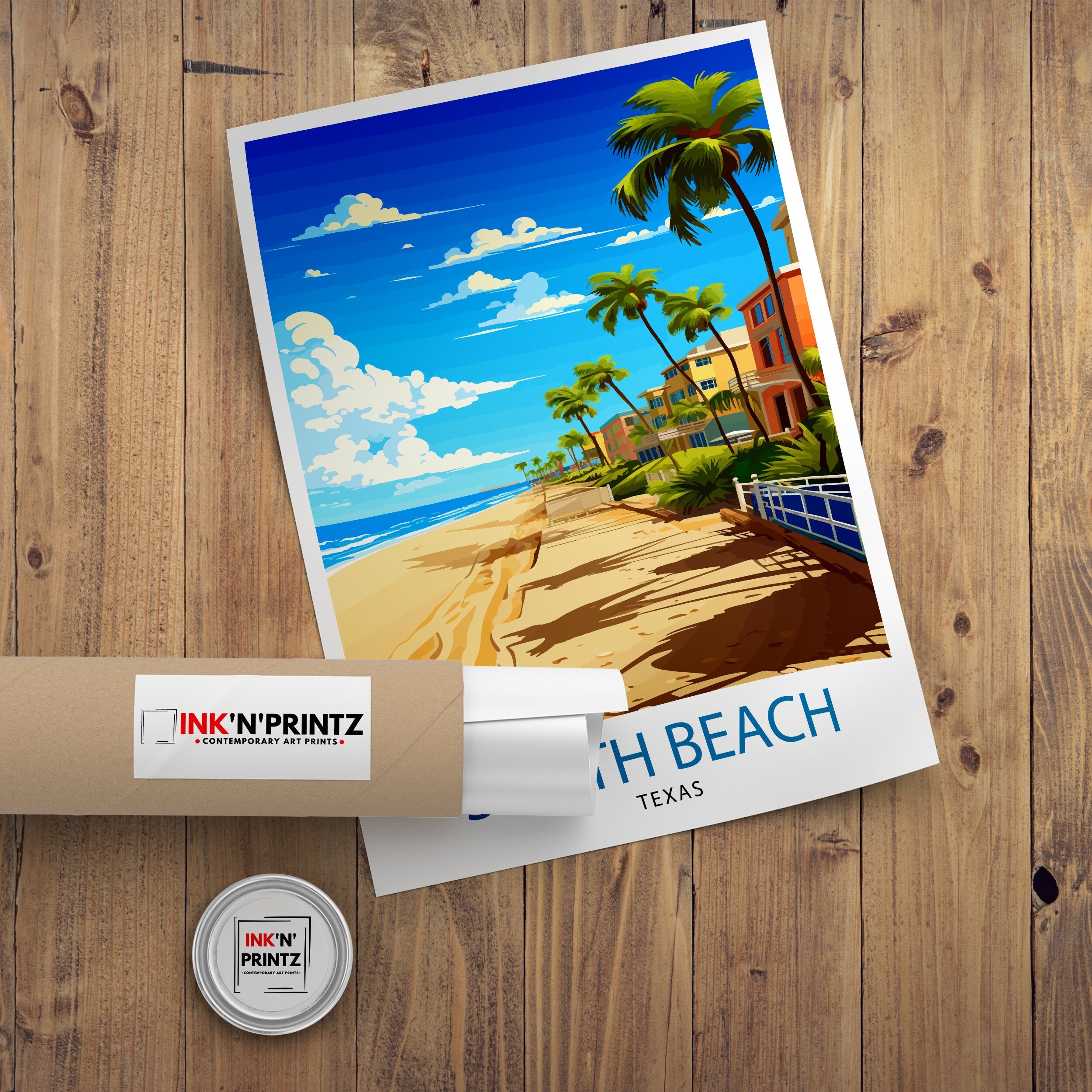 South Beach Texas Travel Print Texas Wall Decor South Beach Poster Coastal Travel Prints Texas Art Print South Beach Illustration