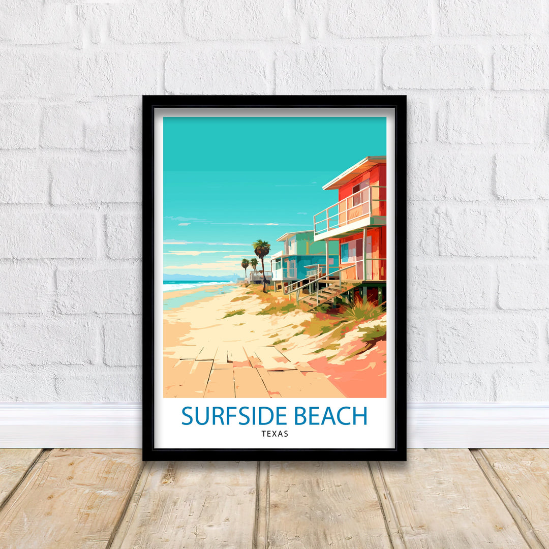 Surfside Beach Texas Travel Poster