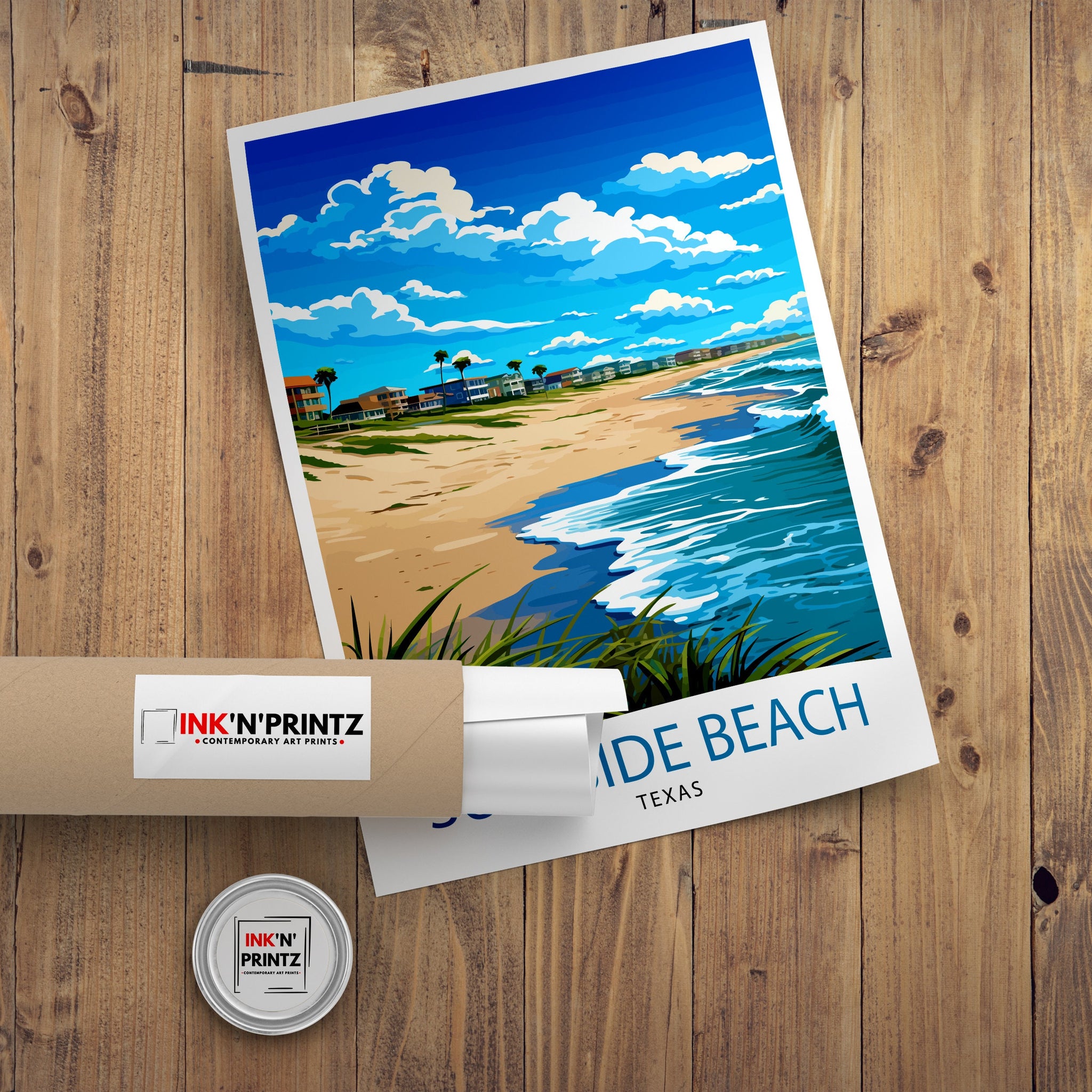 Surfside Beach Texas Travel Print| Texas Coastal Decor Surfside Beach Poster Beach Travel Prints texas Art Print - Surfside Beach