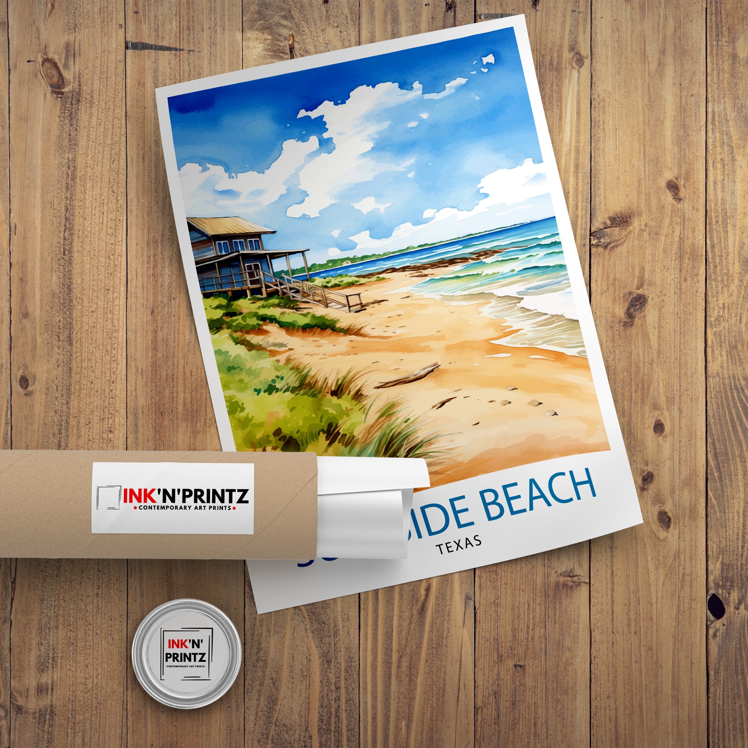 Surfside Beach Texas Travel Print| Texas Coastal Decor Surfside Beach Poster Beach Travel Prints texas Art Print - Surfside Beach