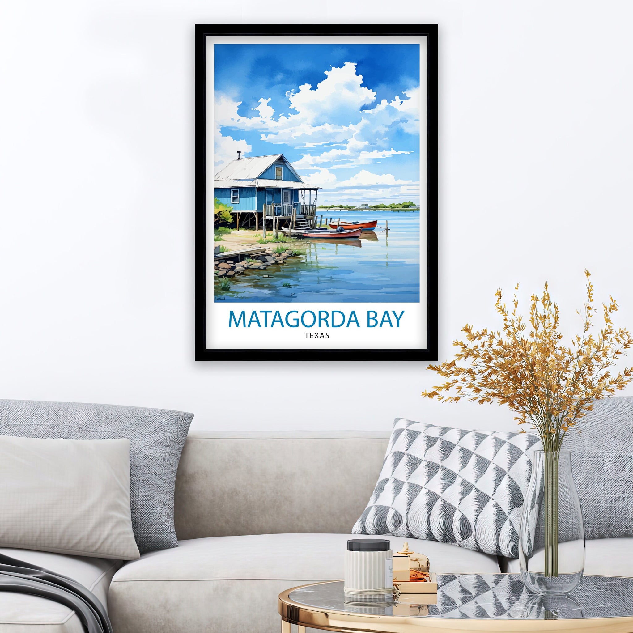 Matagorda Bay Texas Travel Print| Matagorda Wall Decor Matagorda Poster Texas Coastal Prints Matagorda Art Print Matagorda Bay Illustration