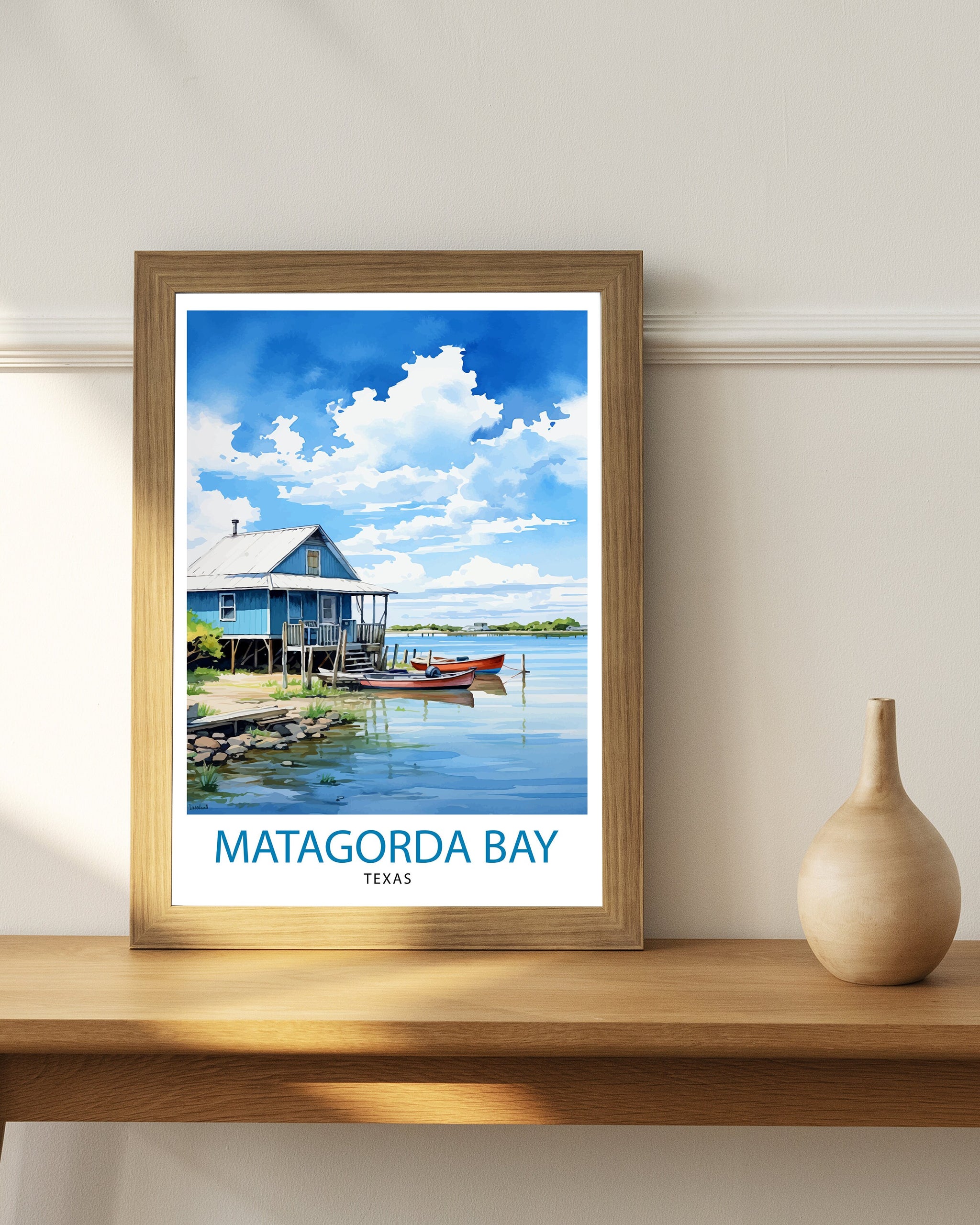 Matagorda Bay Texas Travel Print| Matagorda Wall Decor Matagorda Poster Texas Coastal Prints Matagorda Art Print Matagorda Bay Illustration