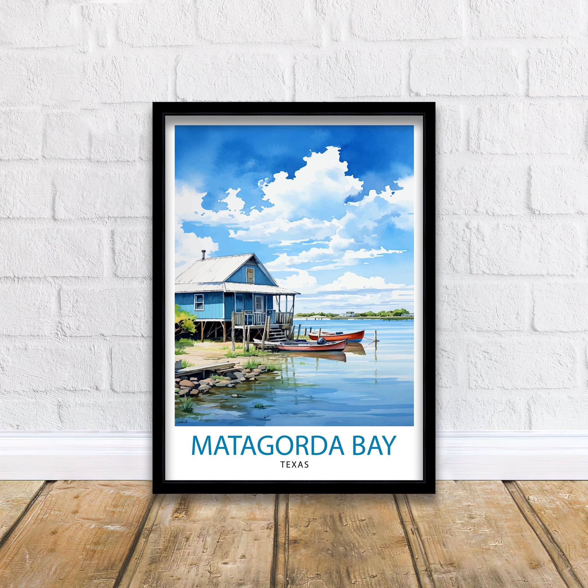 Matagorda Bay Texas Travel Print| Matagorda Wall Decor Matagorda Poster Texas Coastal Prints Matagorda Art Print Matagorda Bay Illustration