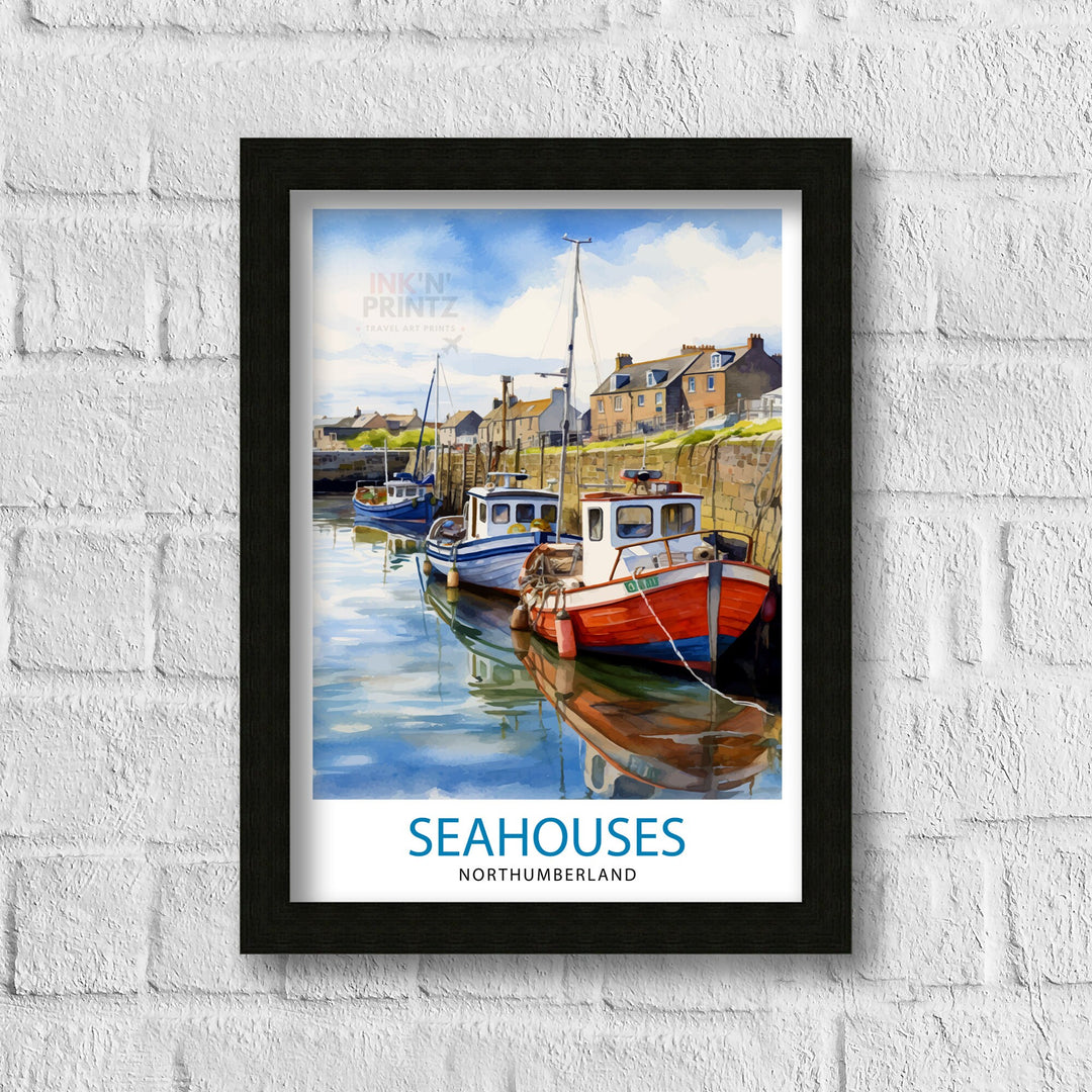 Seahouses Northumberland Travel Poster Northumberland