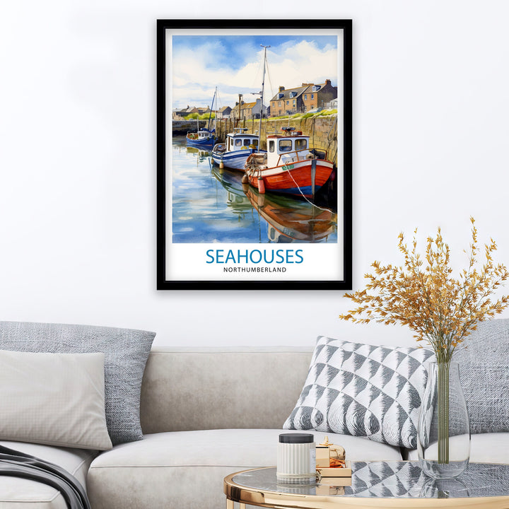 Seahouses Northumberland Travel Poster Northumberland