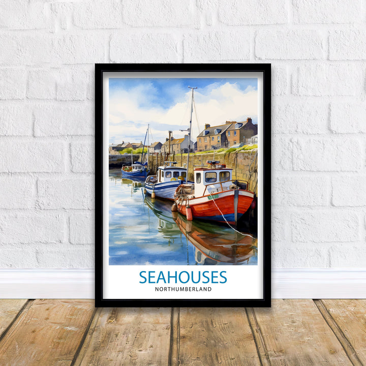 Seahouses Northumberland Travel Poster Northumberland