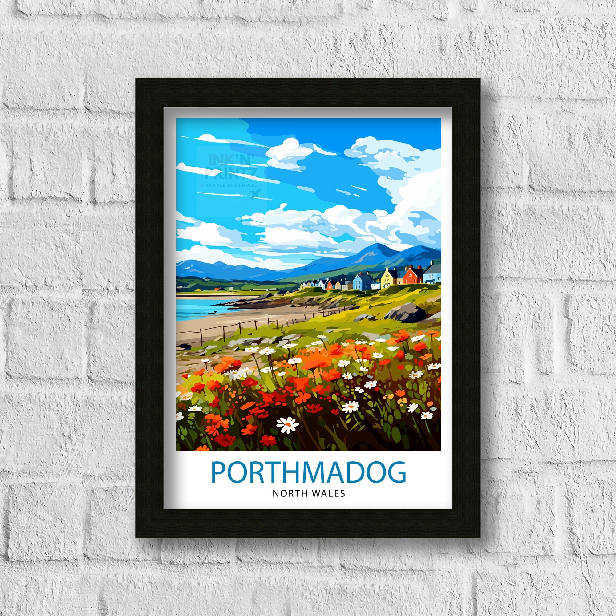 Porthmadog North Wales Travel Print Wales Wall Decor Porthmadog Poster North Wales Travel Prints Wales Art Print Porthmadog Illustration