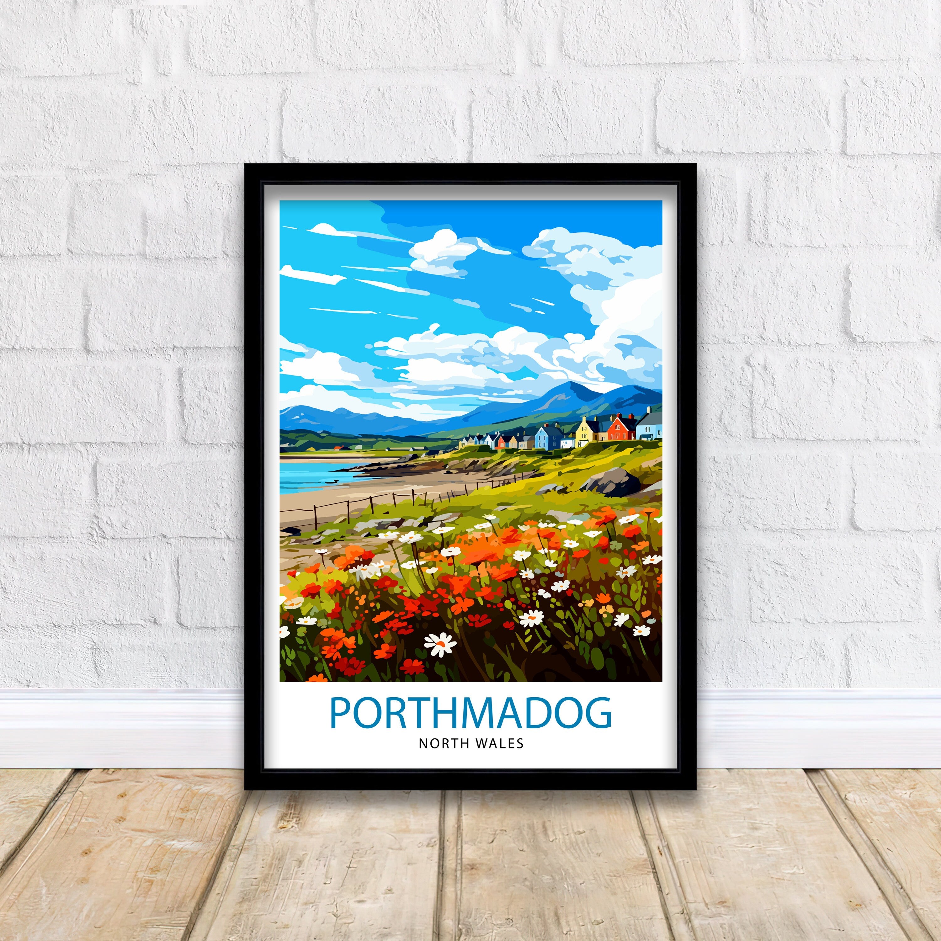 Porthmadog North Wales Travel Print Wales Wall Decor Porthmadog Poster North Wales Travel Prints Wales Art Print Porthmadog Illustration