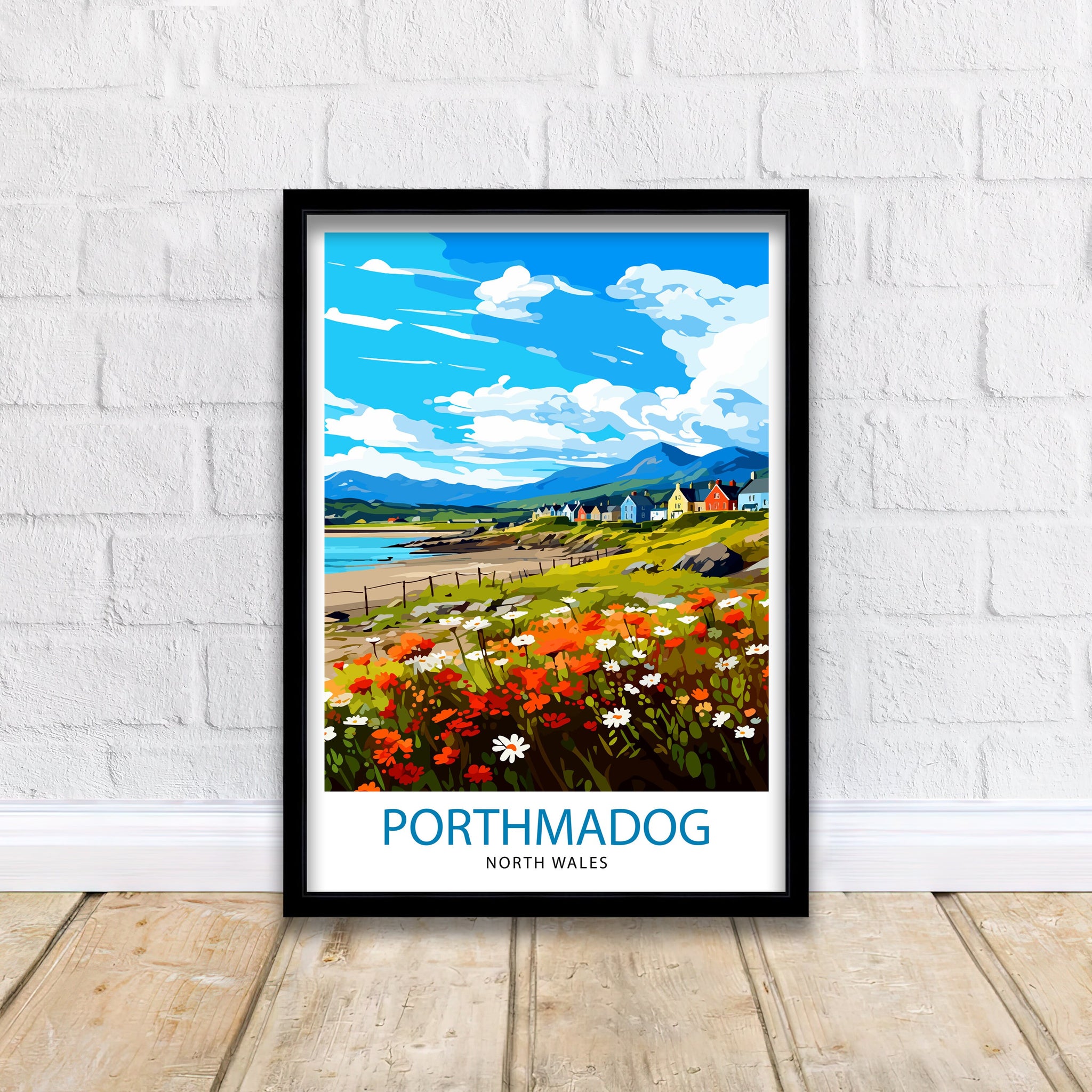 Porthmadog North Wales Travel Print Wales Wall Decor Porthmadog Poster North Wales Travel Prints Wales Art Print Porthmadog Illustration