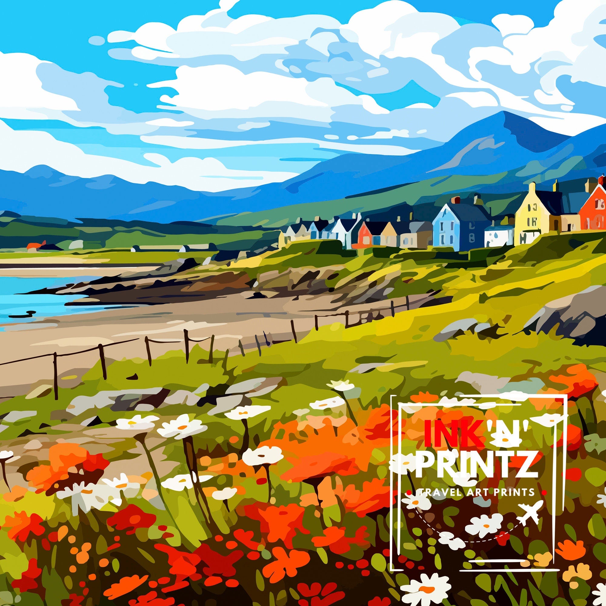Porthmadog North Wales Travel Print Wales Wall Decor Porthmadog Poster North Wales Travel Prints Wales Art Print Porthmadog Illustration