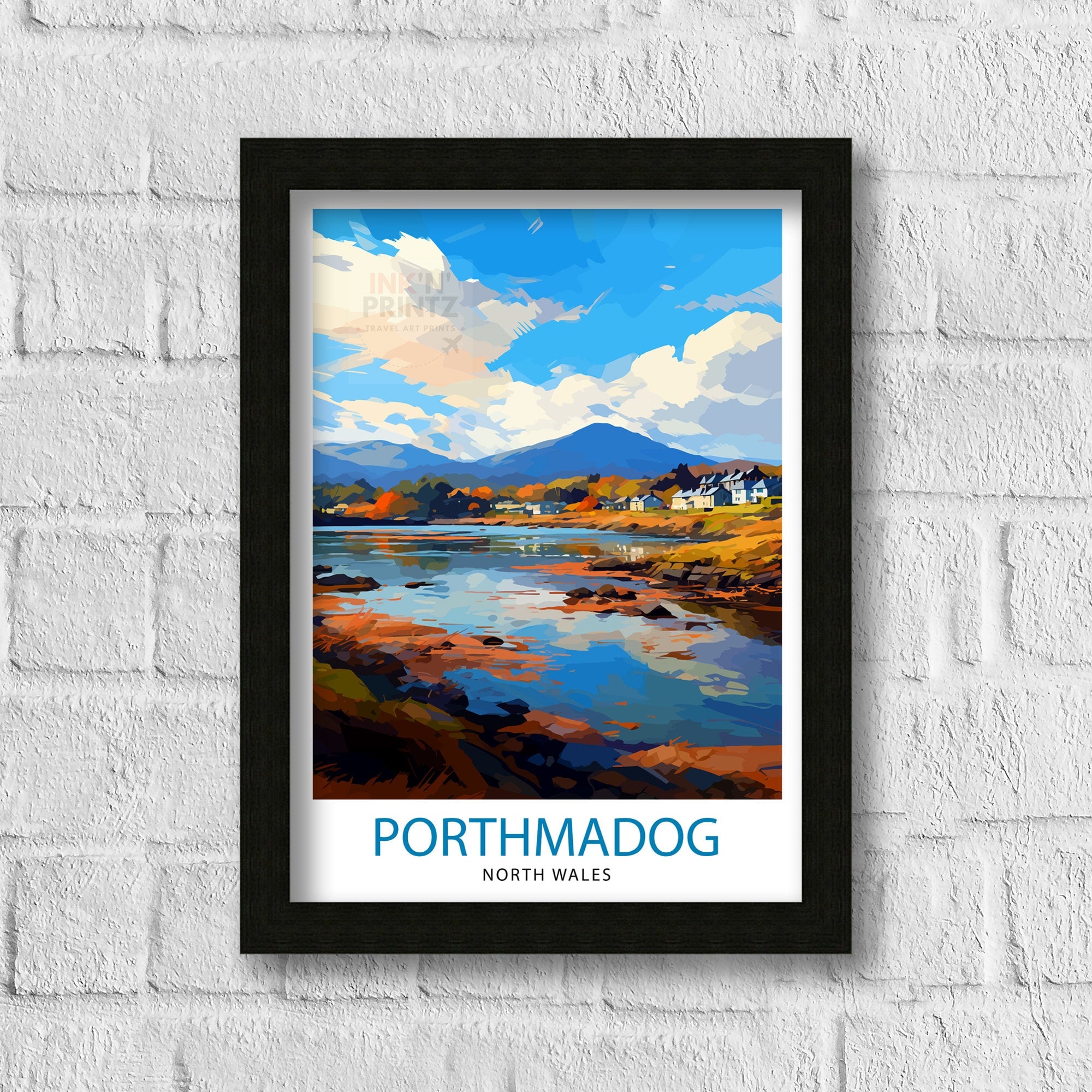 Porthmadog North Wales Travel Print Wales Wall Decor Porthmadog Poster North Wales Travel Prints Wales Art Print Porthmadog Illustration